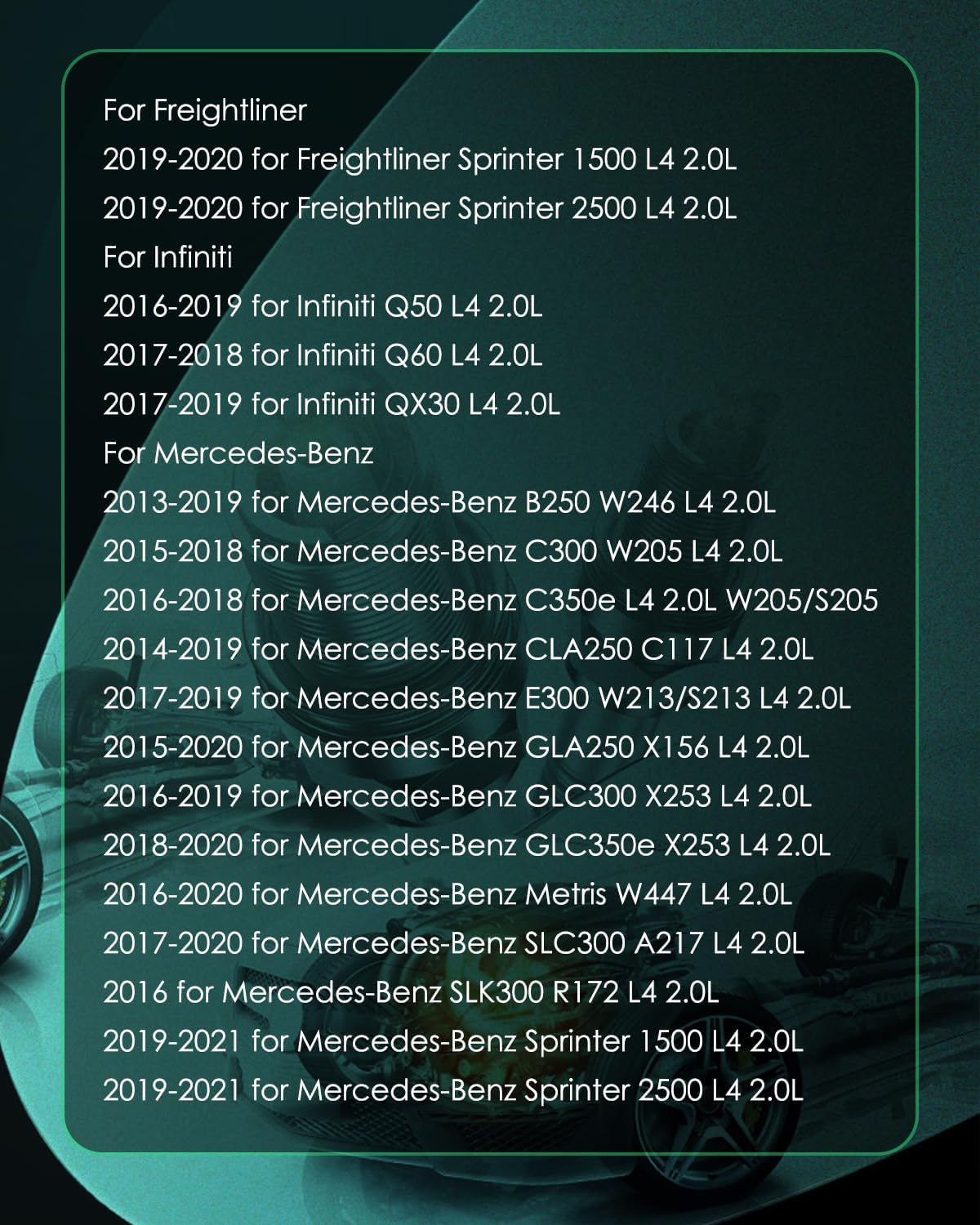 SCITOO Set of 4 iridium Spark Plugs Replacement for Mercedes-Benz C300, C350e, E300, Sprinter, GLC300, CLA250, GLA250, for Infiniti Q50, Q60, QX30, Freightliner Sprinter 1500 2500 Replace 90654
