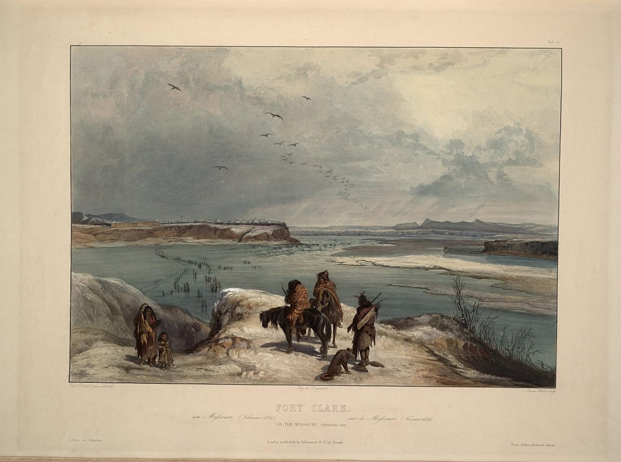 ARTXLXXBN Famous Print Painting Colorful Art Print Fort Clack on the Missouri February by Karl Bodmer Canvas Art Decorations for Home Decor 60x90cm