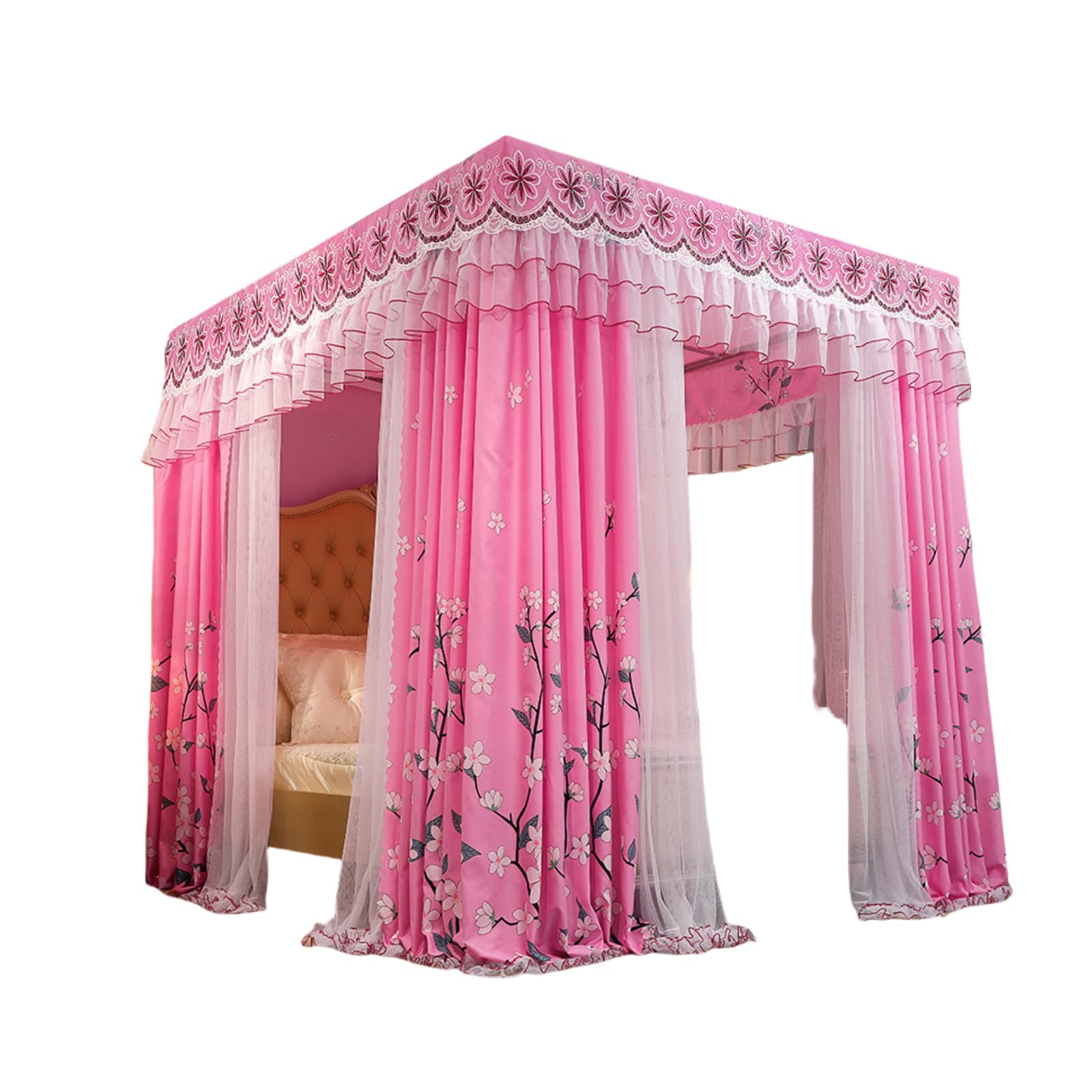 Amazon.co.jp: Bxzzuis 二層蚊帳プリンセスベッド、天蓋蚊帳4コーナー