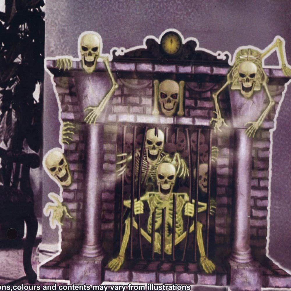 Halloween Horror Skeletons Gothic Fireplace Scene Setter Add On Decoration by Party Showroom