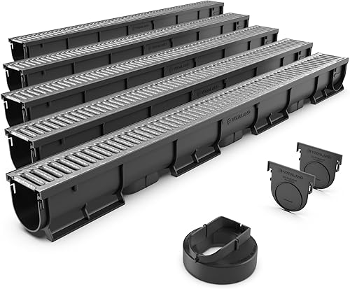 Vodaland - Canal de drenaje de zanja Easy 1 de 3 pulgadas, rejilla de acero galvanizado estampada (5)