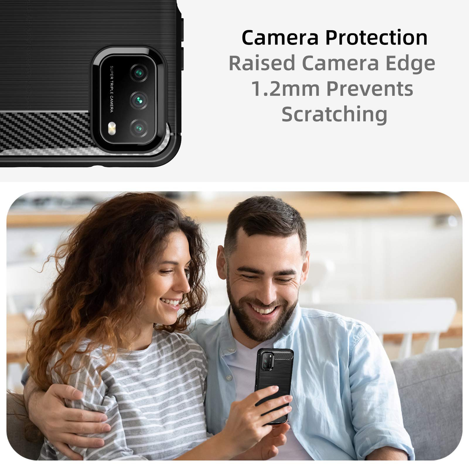 COVER CARBON PER XIAOMI POCO M3 CUSTODIA NERA