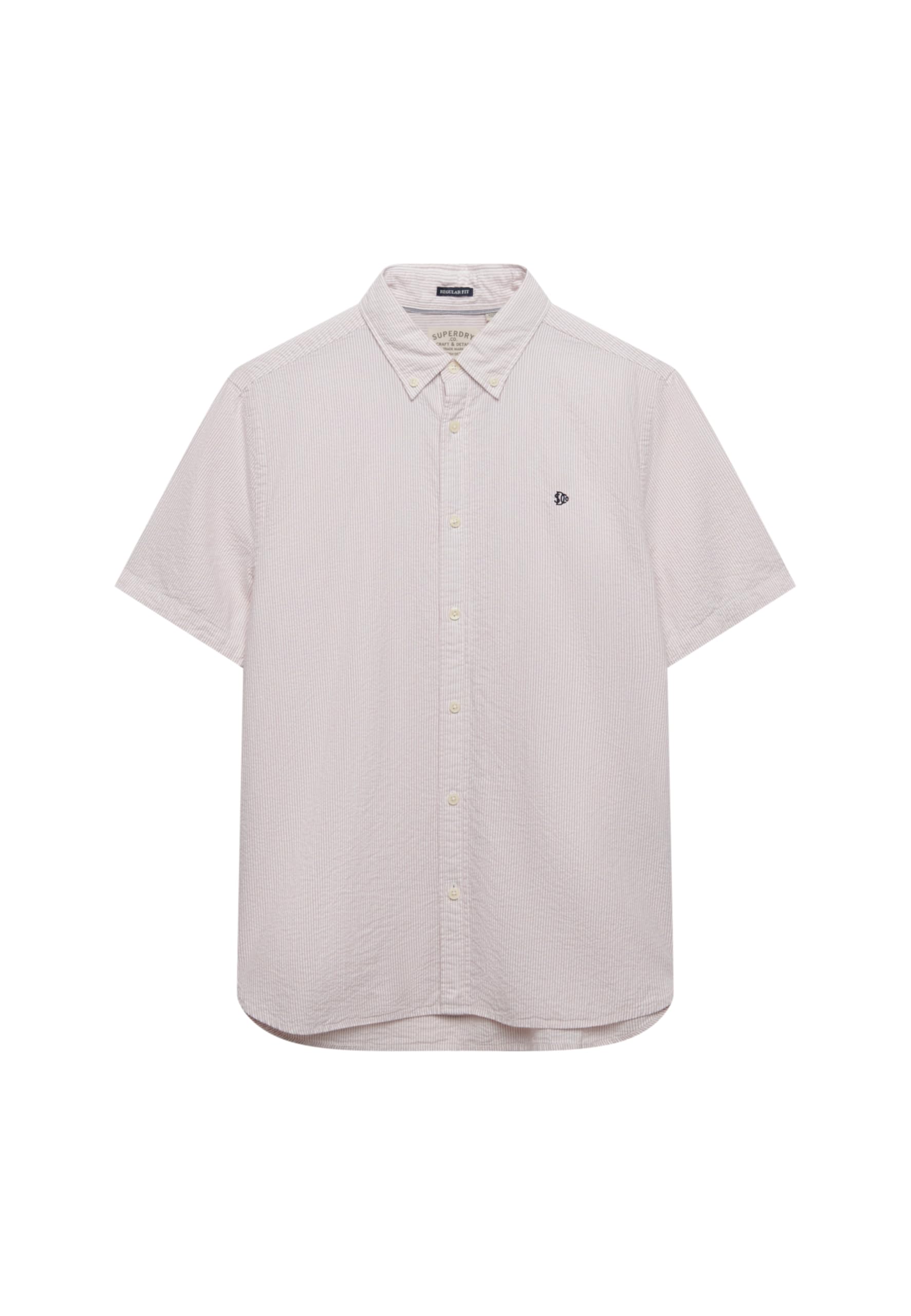 Superdry Men's Cream/Pink Classic Seersucker S/S Shirt, S