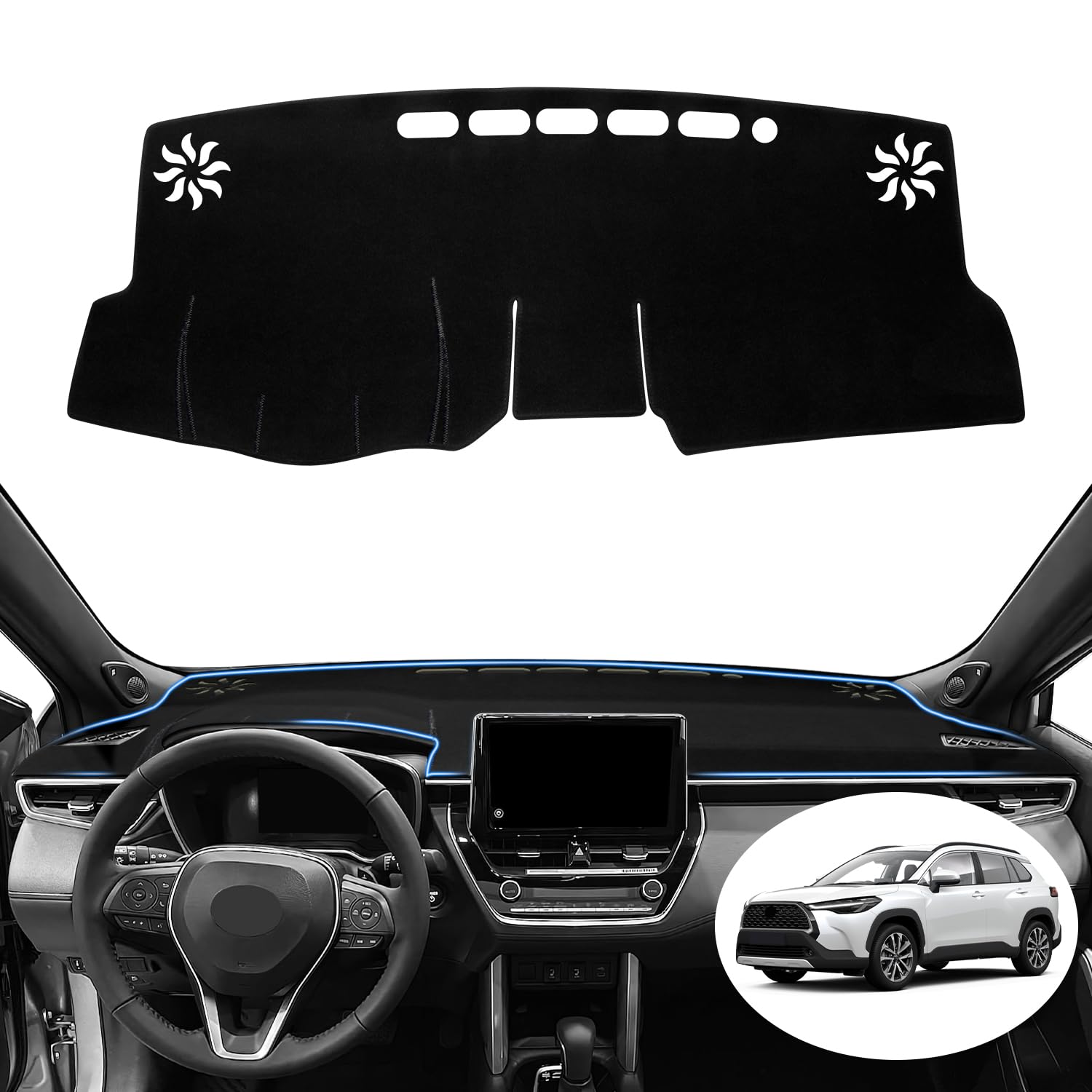 REMOCH Dash Cover for Toyota Corolla Cross Accessories 2022-2025 2026 Dashboard Cover Mat Sunshade No Glare UV Rays Protector Nonslip Interior Pad （