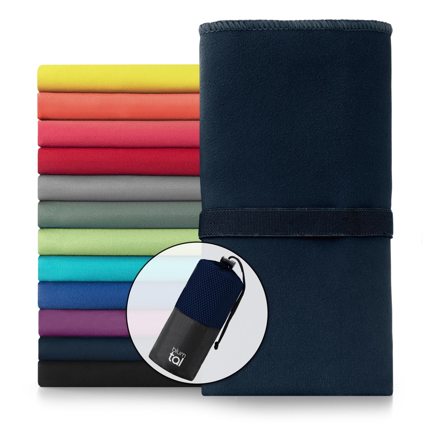Blumtal asciugamano microfibra 120x60 cm - asciugamano palestra microfibra asciugatura rapida - asciugamani palestra donna - asciugamano da palestra uomo - asciugamani microfibra palestra - blu navy