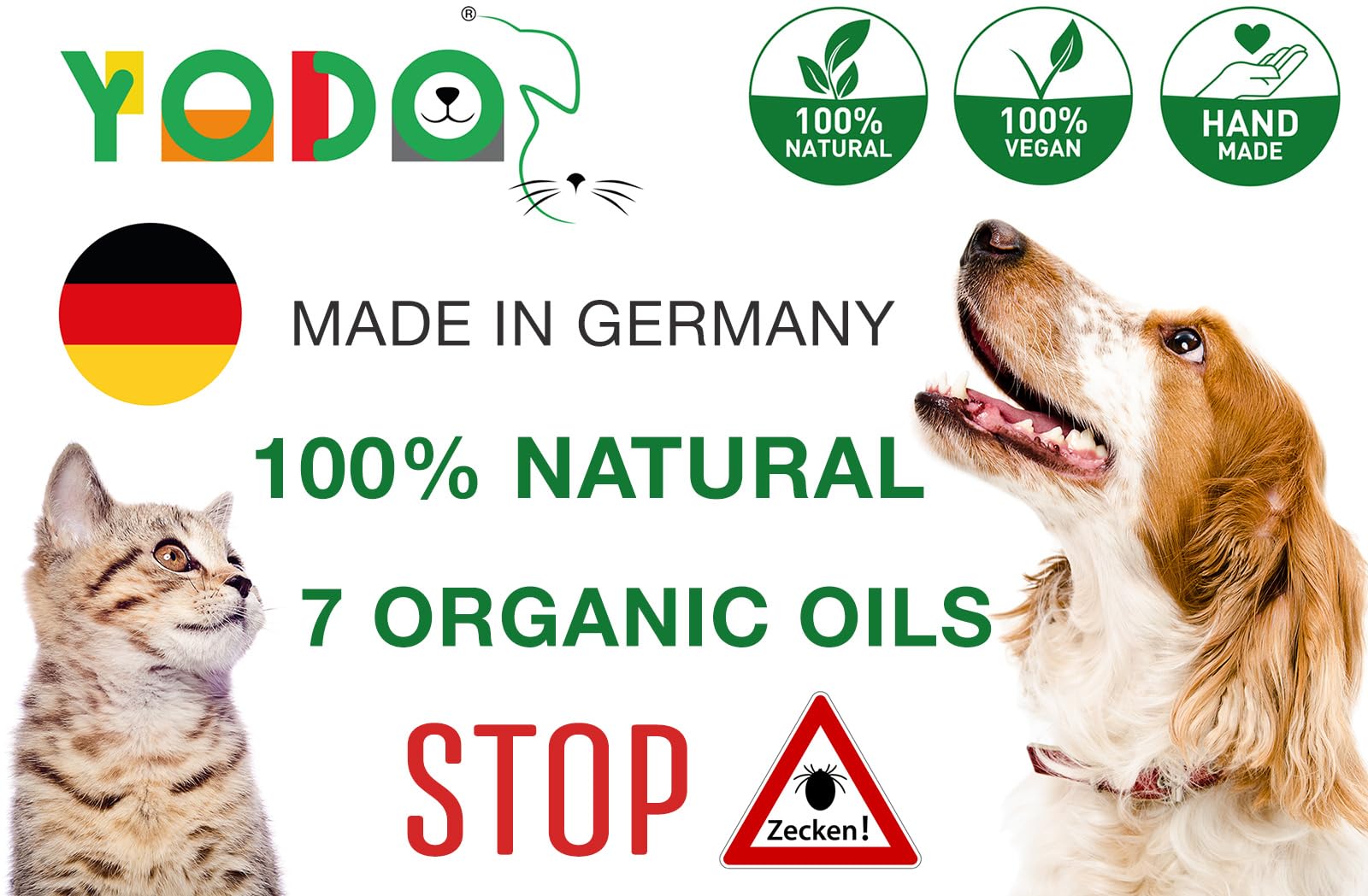 YODO’s Zeckenschreck, 100% natural tick protection, tick oil for dogs and cats to repel ticks 7 organic oils - Image 2