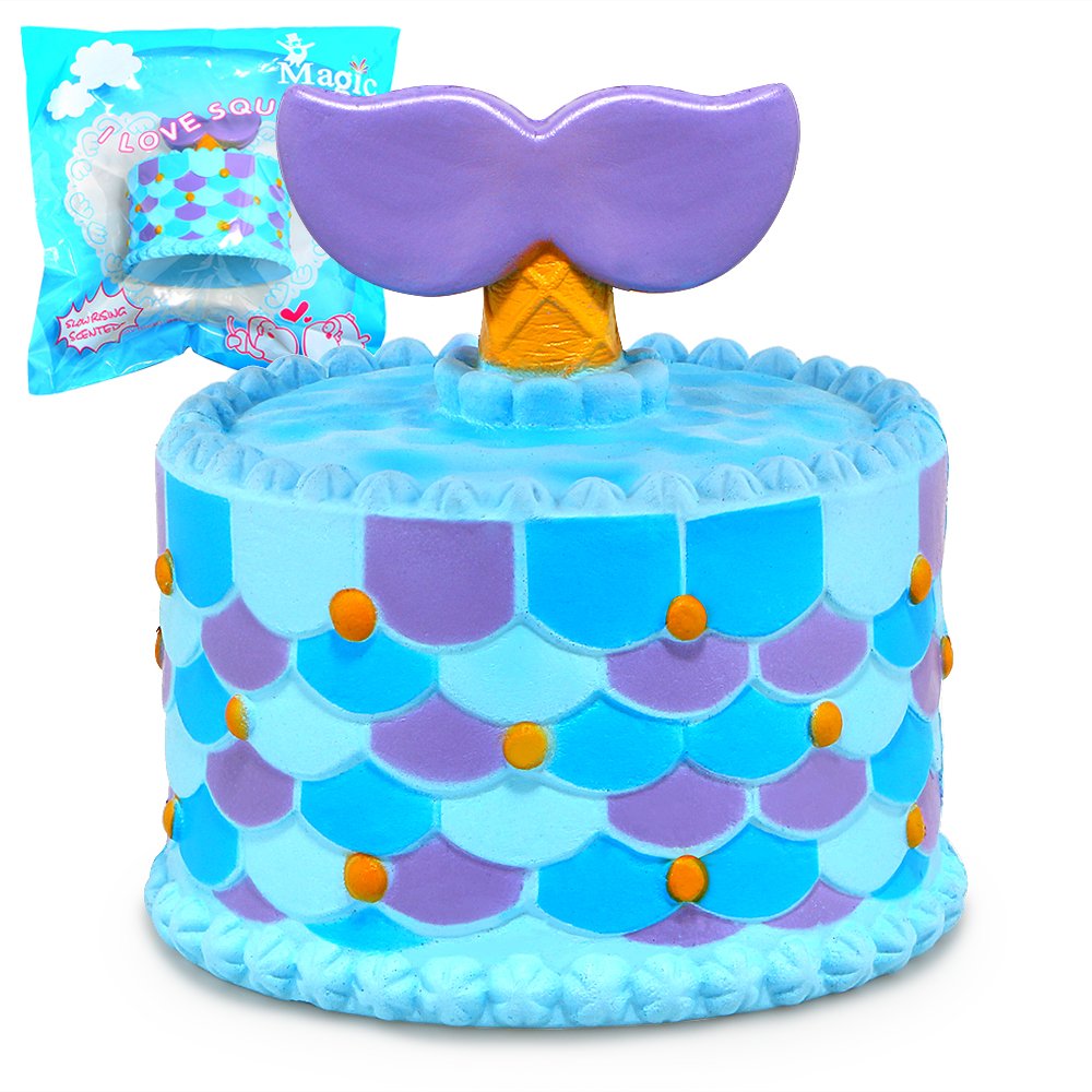 Jumbo Squishy Cute Mermaid Cake Squishies Super Slow Rising Cream Scented Original Package Stress Reliever Toy