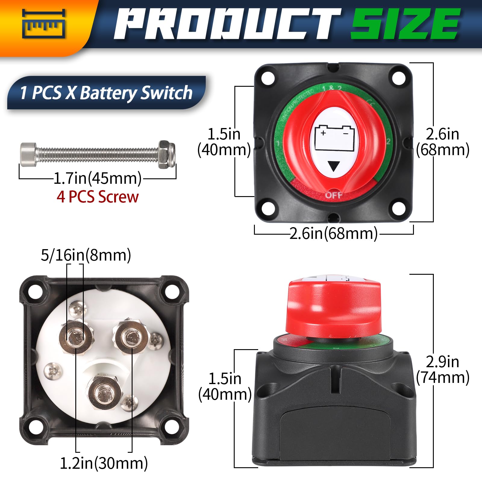 Interruttore Stacca Batteria Auto 6V/12V | In Lega Di Zinco Con Platine Ramate | Per Polo 15-17mm - Foto 11