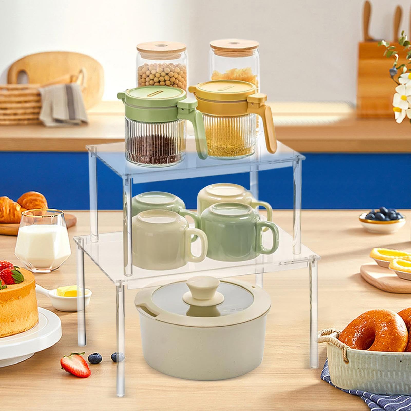Acrylschrank Nizer Rack – stapelbare Küche & Badezimmer Display Aufbewahrung für Make-up, Sammlerstücke und Backutensilien – vielseitige transparente Acrylregale