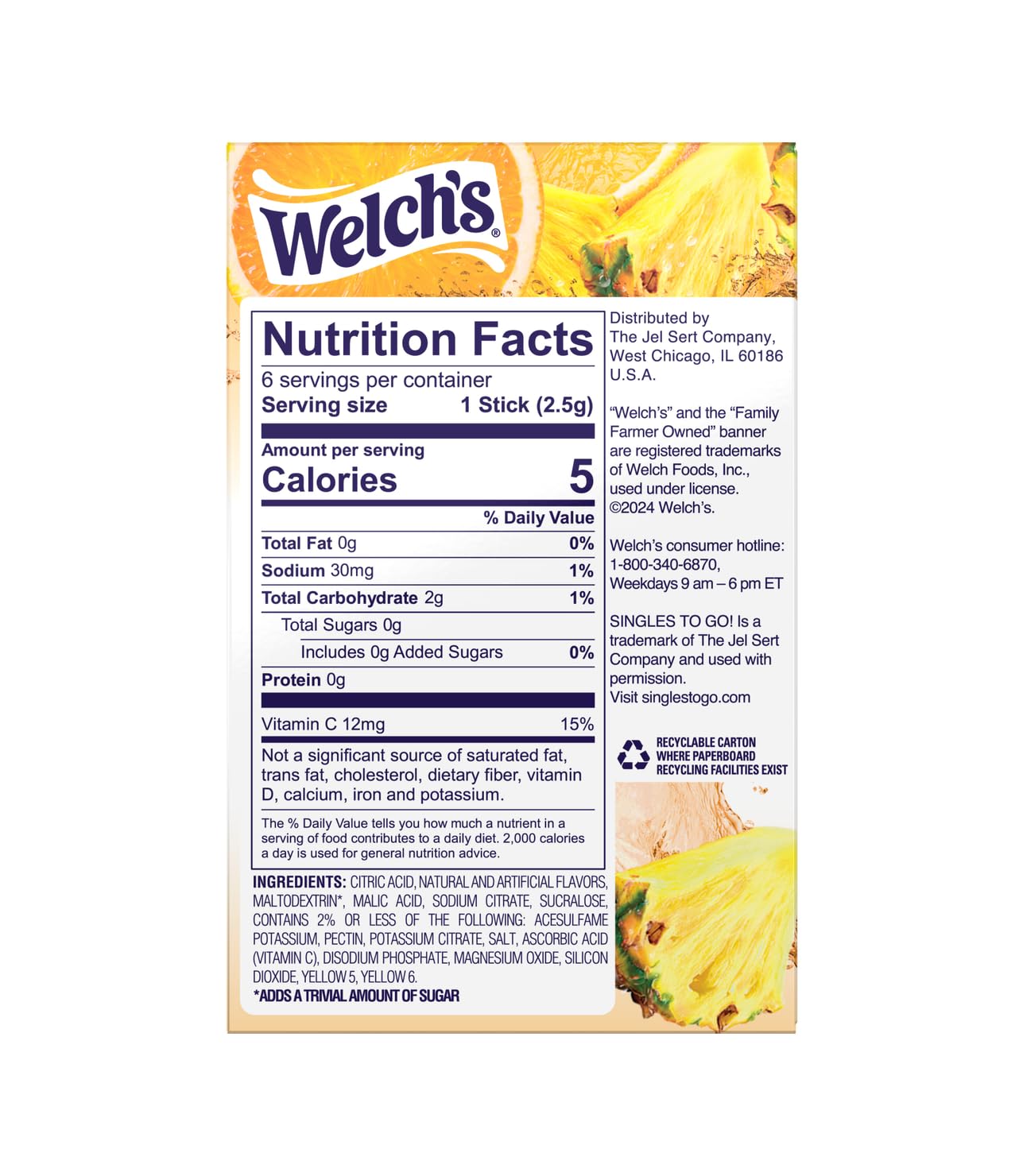 SINGLES TO GO! Orange Pineapple Drink Mix - Zero Sugar, Low Calorie - 36 Servings (6 Boxes of 6 Singles) - Image 2