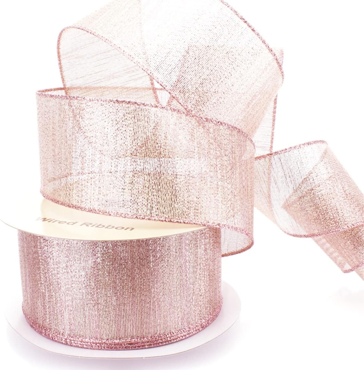 Ribbon Traditions Metallic Rose Gold Wired Ribbon 2 1/2 by 25 Yards