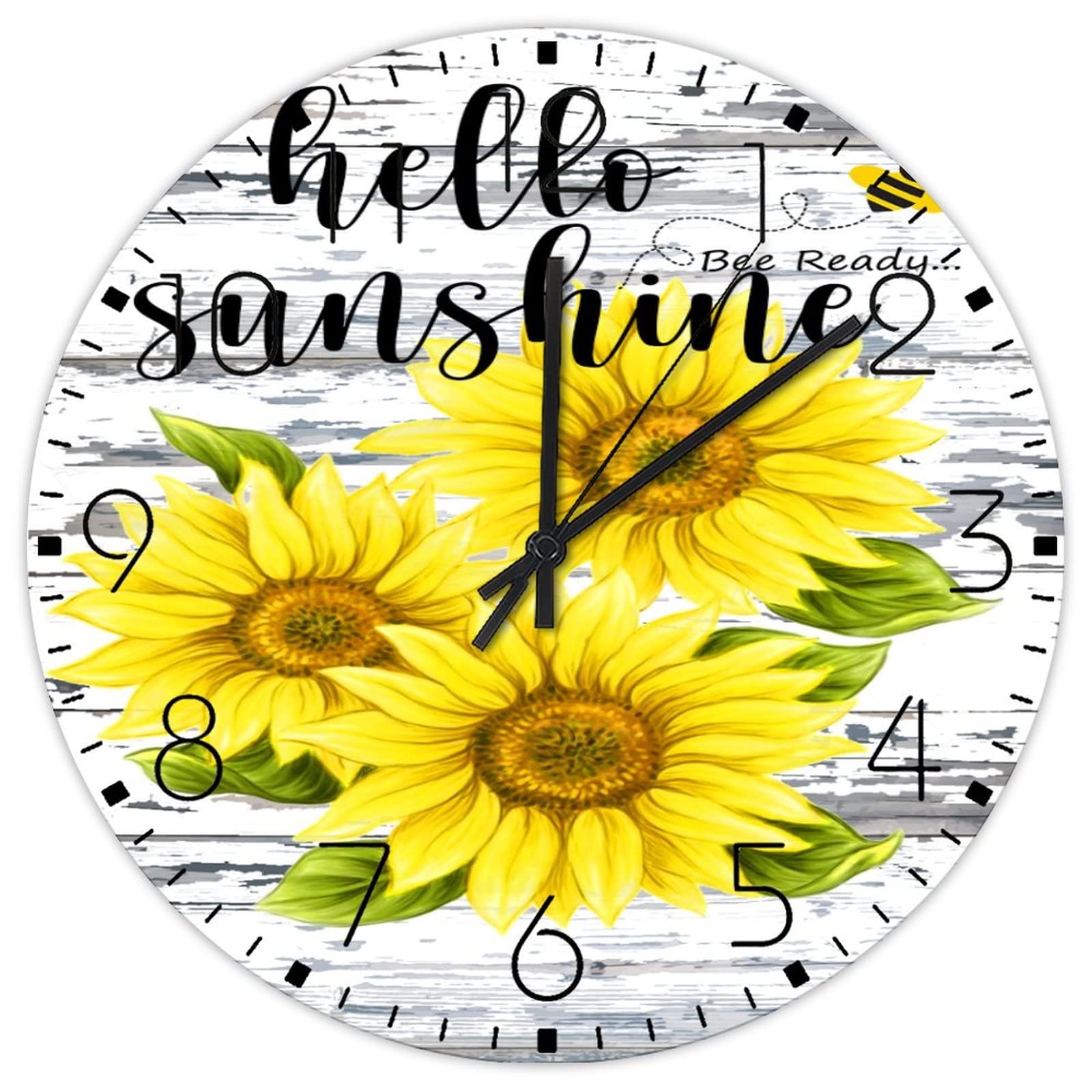Horloge murale en bois double face avec motif tournesol rétro 38cm
