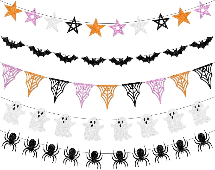 ハロウィン 飾り 装飾 ガーランド お化け スパイダー ブラック キラキラ ラメ ハロウィン 飾り 装飾 ガーランド お化け スパイダー ブラック
