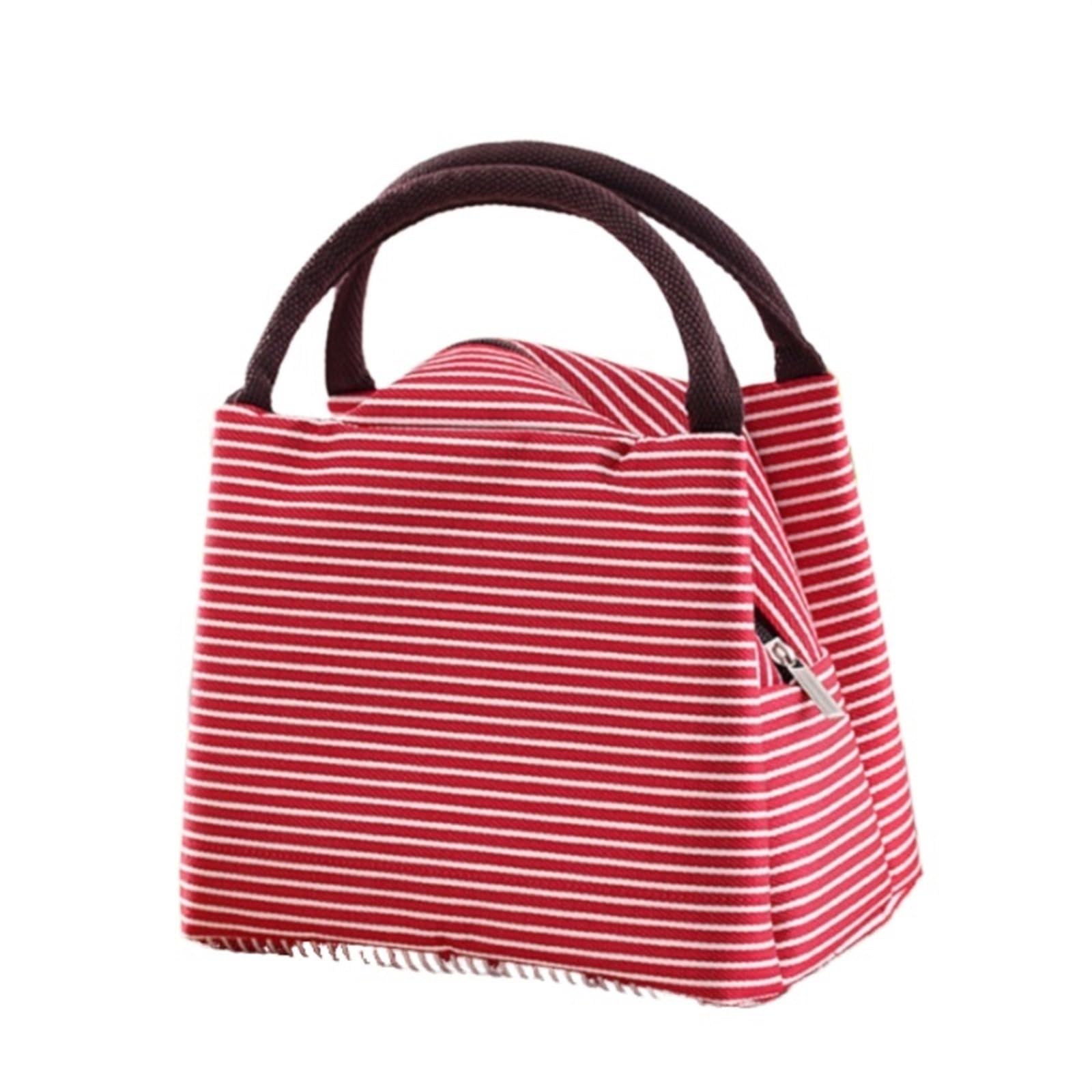Bolsas de Almuerzo Bolsa de Almuerzo a Rayas para Bolsa isotérmica Bolsas térmicas de Alimentos empaquetados Bolsa térmica Bolsa de Almuerzo Bolsa de refrigerador