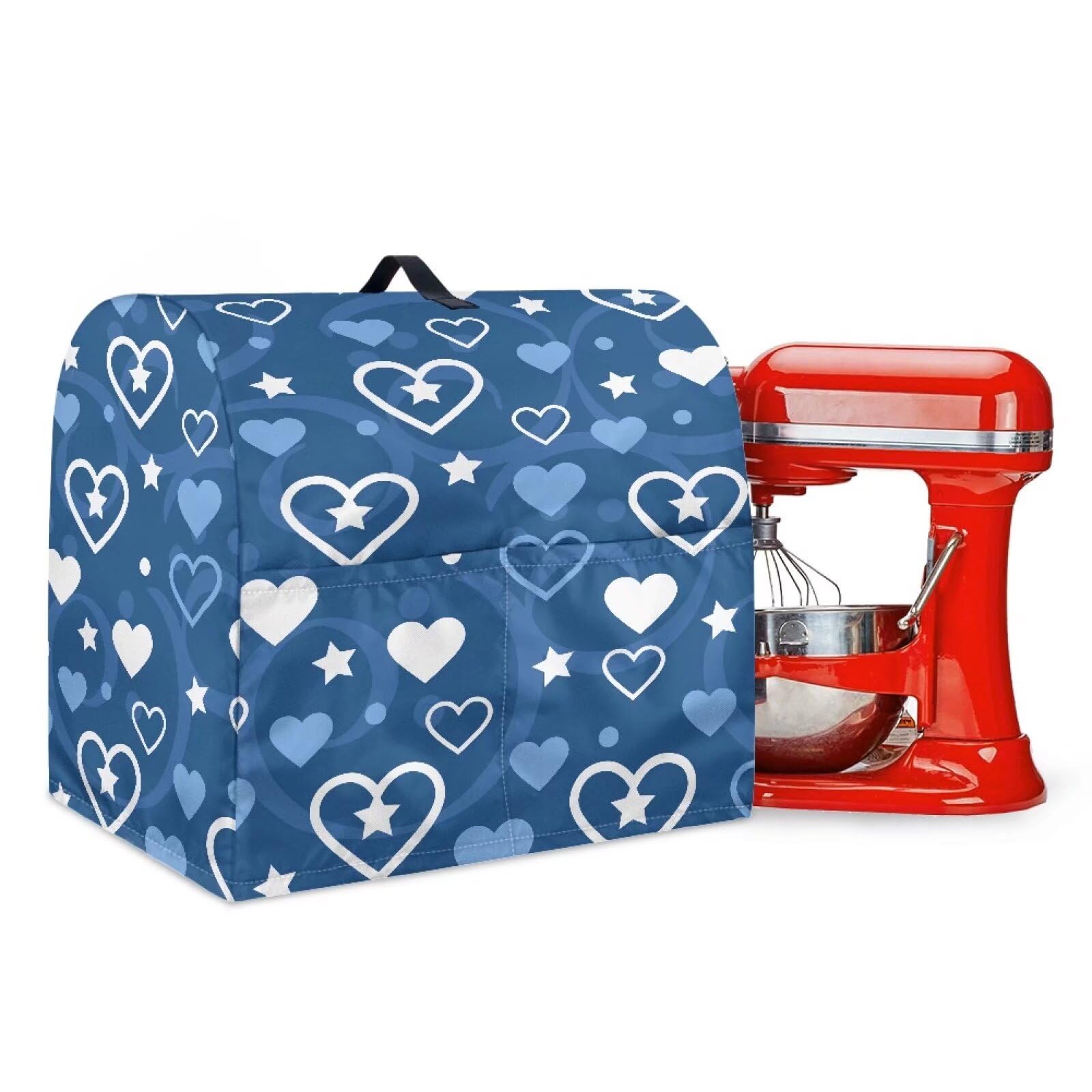 Talayituse Heart Star Print Kitchen Aid Mixer Cover Stand Mixer Cover Fits All Tilt Head &amp; Bowl Lift Models 4.5-5 Quart Dust Cover with Pockets for Coffee Maker Toaster, Small