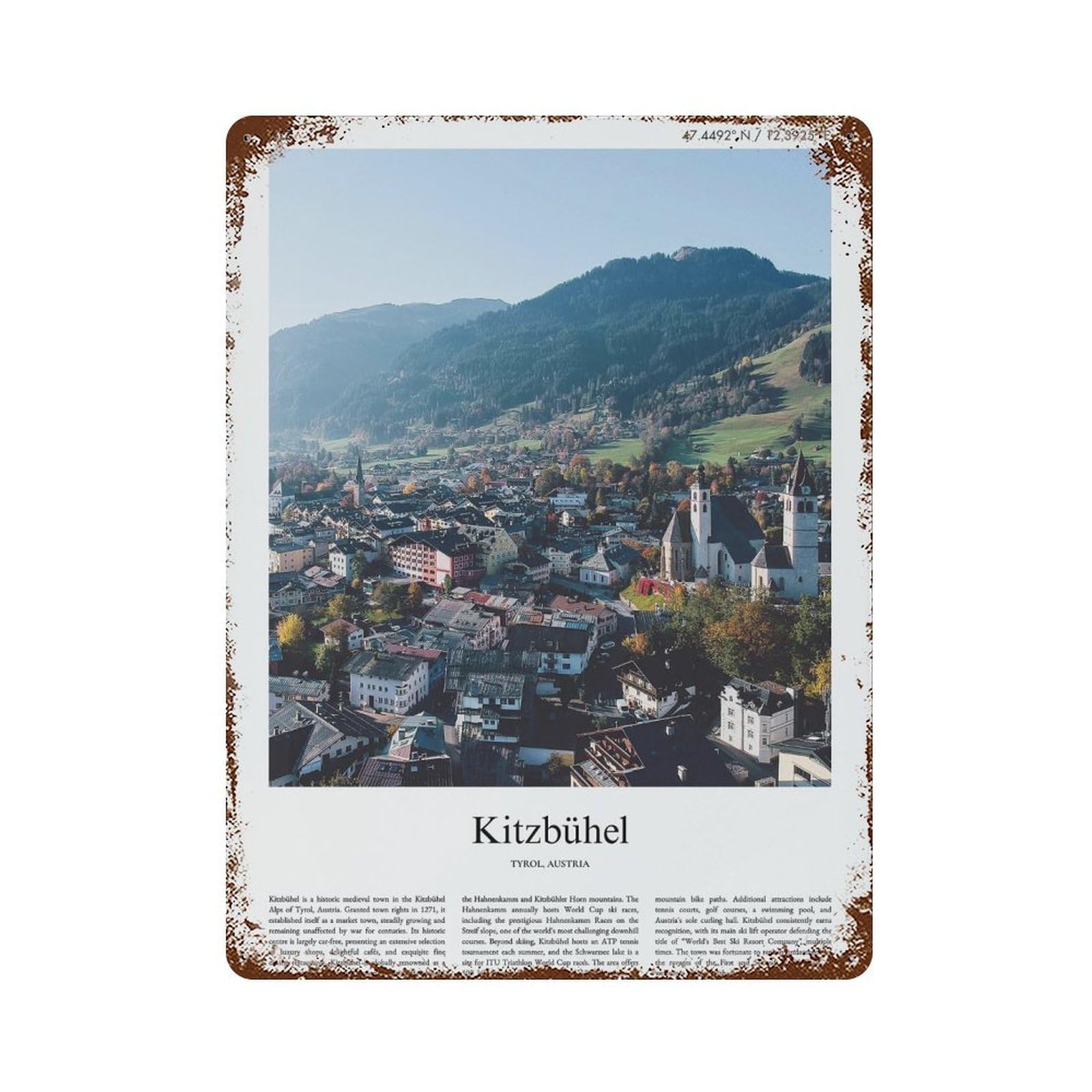 xiaoxiaoshen Kitzbühel Tyrol, Austria City Scenery Wall Decor Art Metal Tin Poster Modern Home Decor Art Home Bar Shop Decorations Vintage Sign 40x30cm