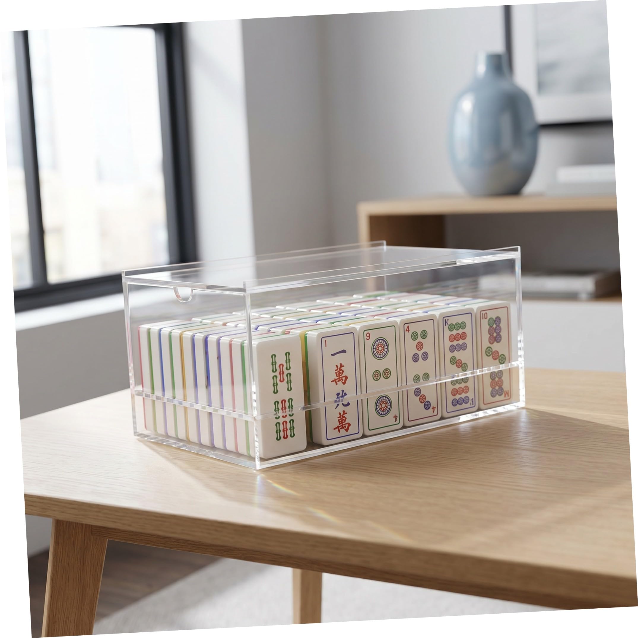 Kichvoe Scatola Portaoggetti in Acrilico Trasparente per Tessere Mahjong