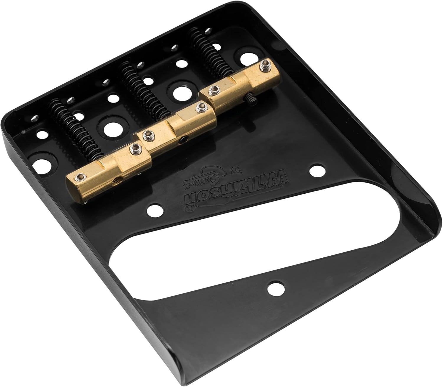 Wilkinson WTB Vintage Telecaster Bridge 3 Compensated Brass Saddles for Tele Style Electric Guitar, Black
