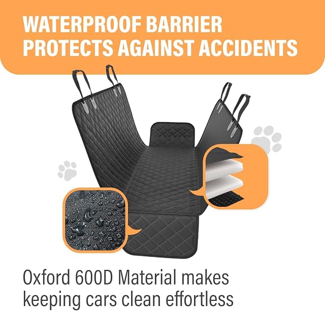 Foto 4 de 8 de Active Pets Funda protectora para asiento trasero de coche o SUV, impermeable, resistente a los arañazos