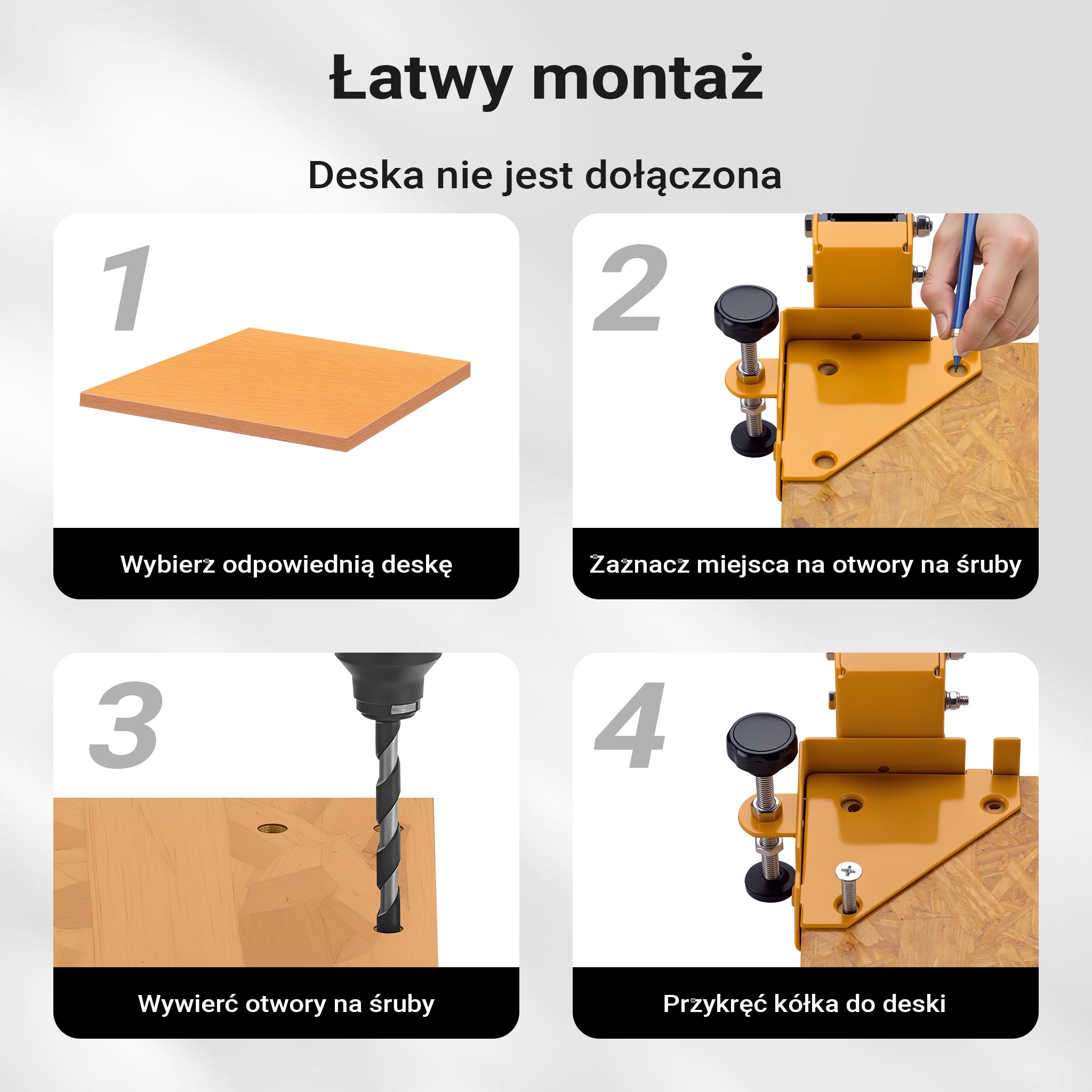 Wiltec Koła z boczną płytą montażową, zestaw 4 szt. 2x z hamulcem, do 180 kg, rolki montażowe do maszyn i wózków transportowych