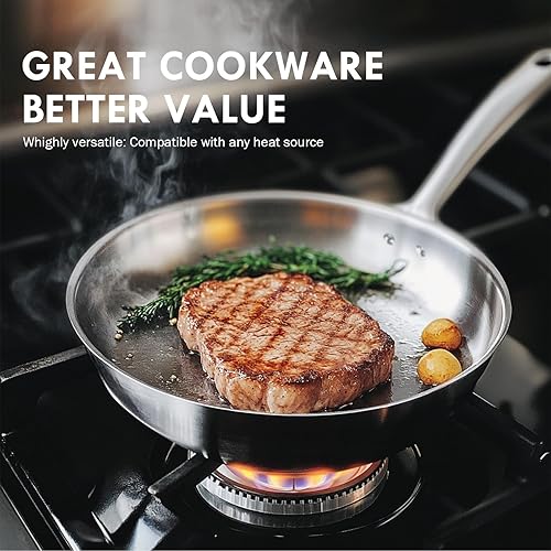 Miniatura 4 de FUGA CRAFT - Juego de utensilios de cocina de acero inoxidable de 7 piezas, ollas y sartenes para estufas de gas, inducción y cerámica, apto para