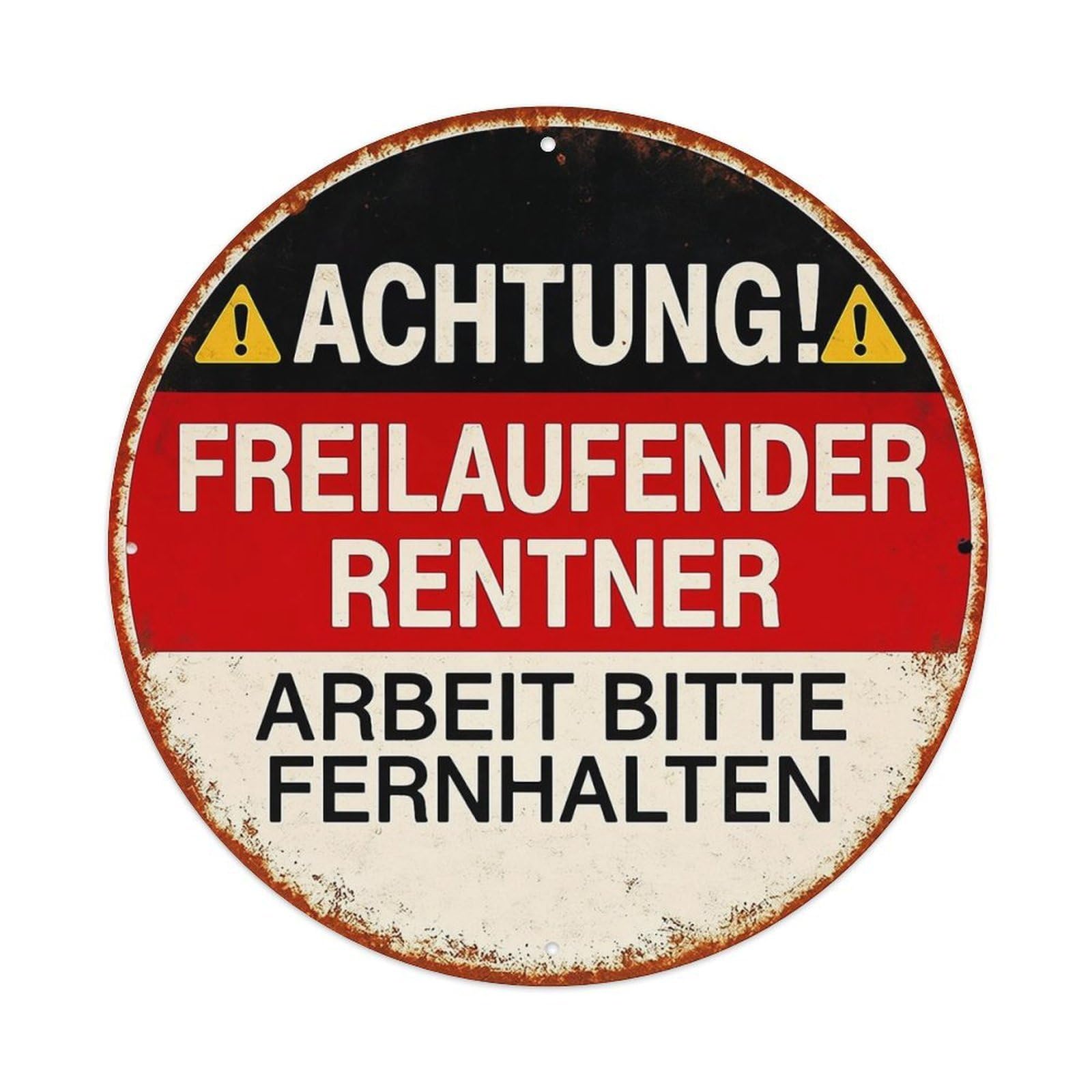 Jdyansheng Vintage Achtung Freilaufender Rentner Arbeit Bit Tin Sign Metal Poster Metal Signs For Home Man Cave Bar Cafe Kitchen Laundry Room Wall Decorations 8X8 Inches