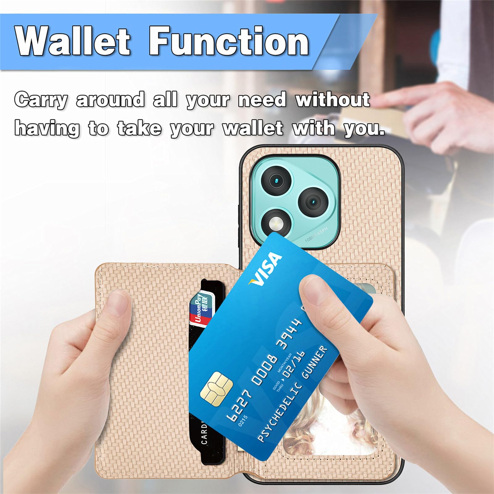 MOJIA Custodia Portafoglio Per Honor 400 5G: Cover In Pelle TPU Con Porta Carte RFID E Supporto - Nero - 3