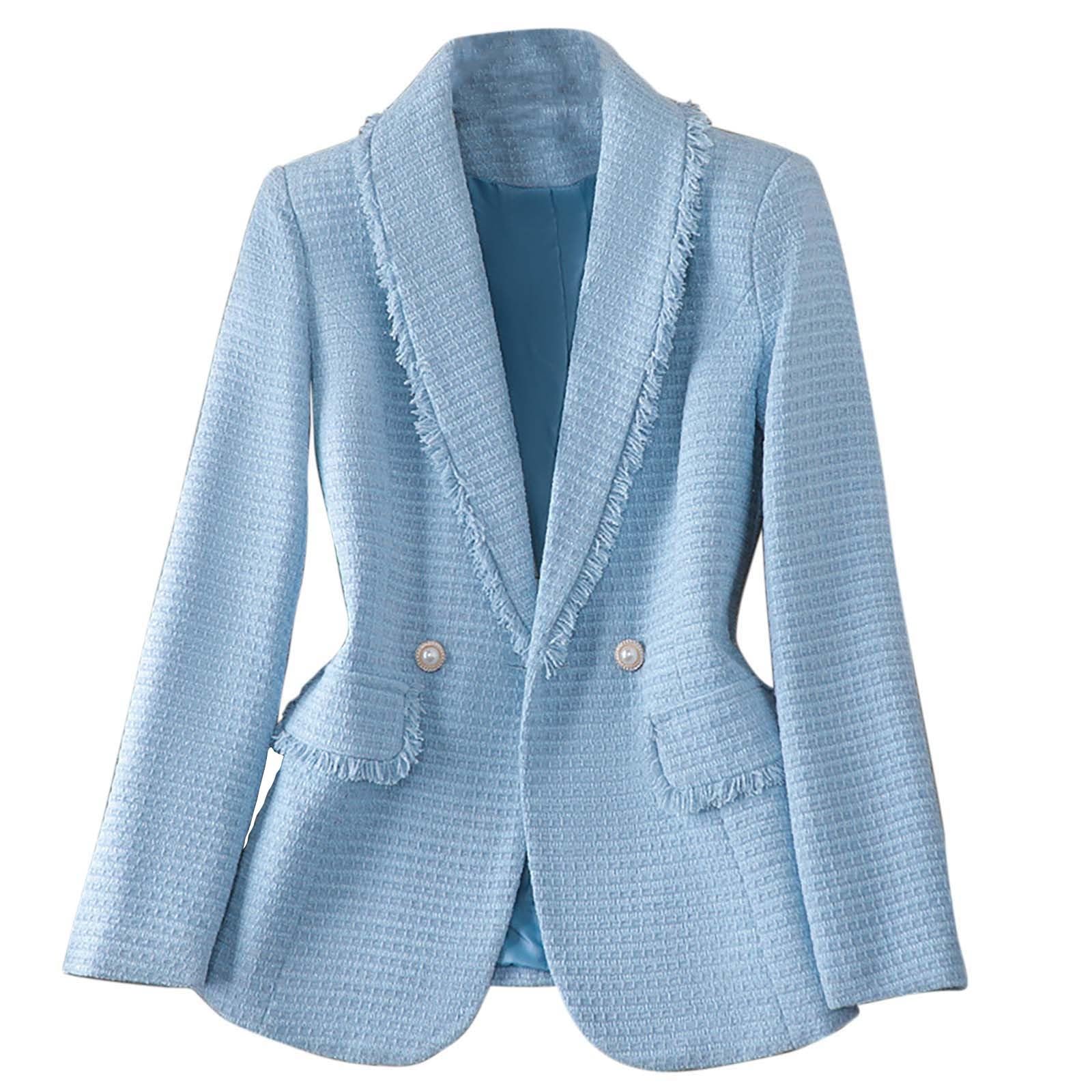 Women Plus Size Summer Fall Suit Blazer Single Button Full Length Lapel Collar Sleeve Business Work Wear Formal