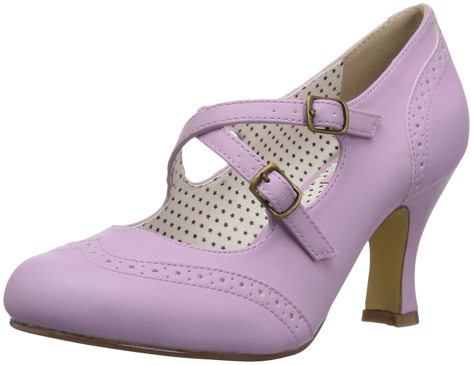 Pin up Couture Women's Flapper-35 Pump, Lavender Faux Leather, 8 B(M) US