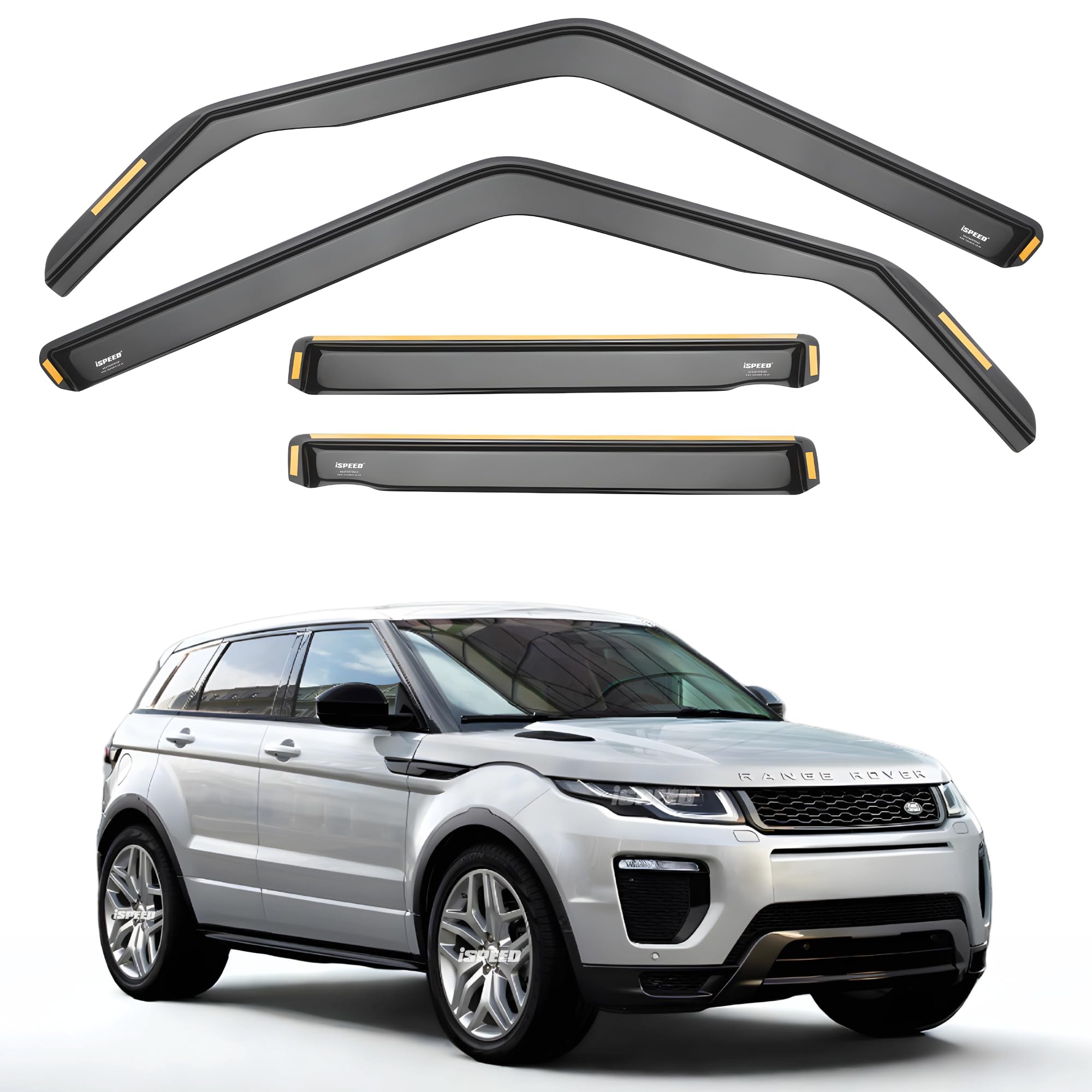 Wind Deflectors For Range Rover Evoque mk1 2011-2018 5 Door SUV 4pc Set - Keep Your Car Ventilated in Rain - Reduce Wind Turbulence - Tinted In-Channel Type