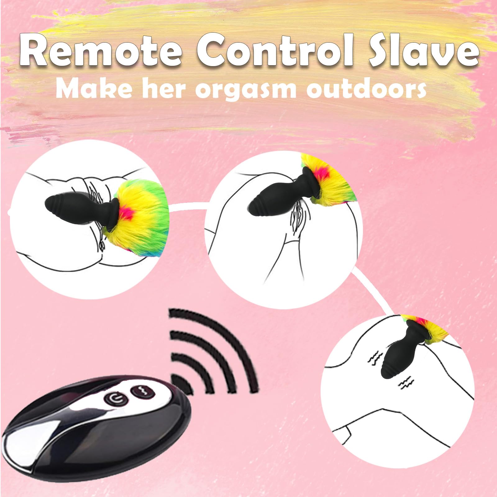 Bunny Tail Butt Plug Vibrator, Soft Silicone Anal Plug with Pink Faux Fur, Wireless Remote Control Design, Rabbit Tail Trainer for Adult Sex Toys for Role Play Cosplay Women, Men and Couples, Cute Sex: Bunny Tail Vibrating Butt Plug Wireless Remote Control Silicone Tail Anal Plug Vibrator Role Play Cosplay Anal Toys, Colorful Fur Rabbit Tail Buttplug Role Play Sex Games for Women Men Couples