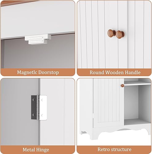 Miniatura 25 de Function Home Armario de almacenamiento alto para baño, despensa de cocina delgada de 64 pulgadas con almacenamiento de puerta, armarios 64" Blanco