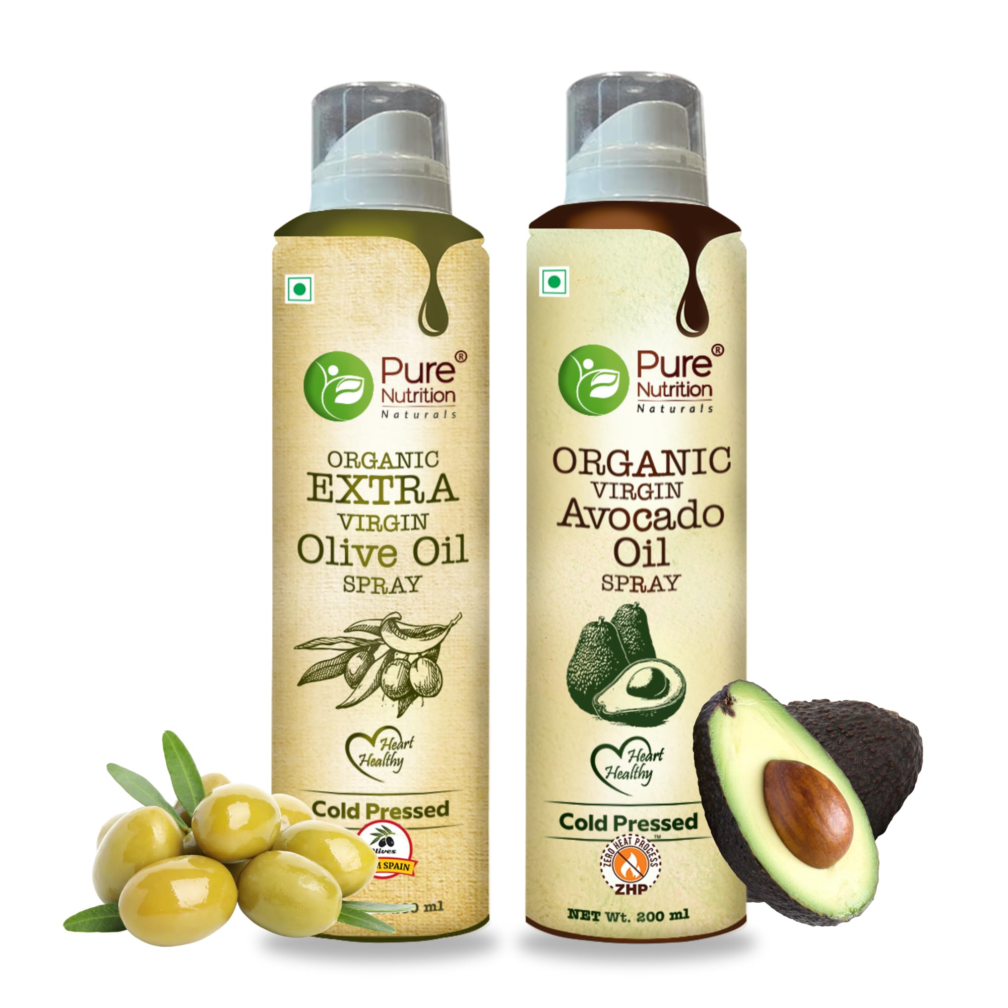 Pure Nutrition Combo Pack Of Virgin Olive Oil & Virgin Avocado Oil Spray - 200ml | 100% Organic | Low Calorie Cooking - 10X LESS Oil | For Coooking, Dressings, Baking & Air-Frying (B0DC12K6BZ) Amazon Price History, Amazon Price Tracker