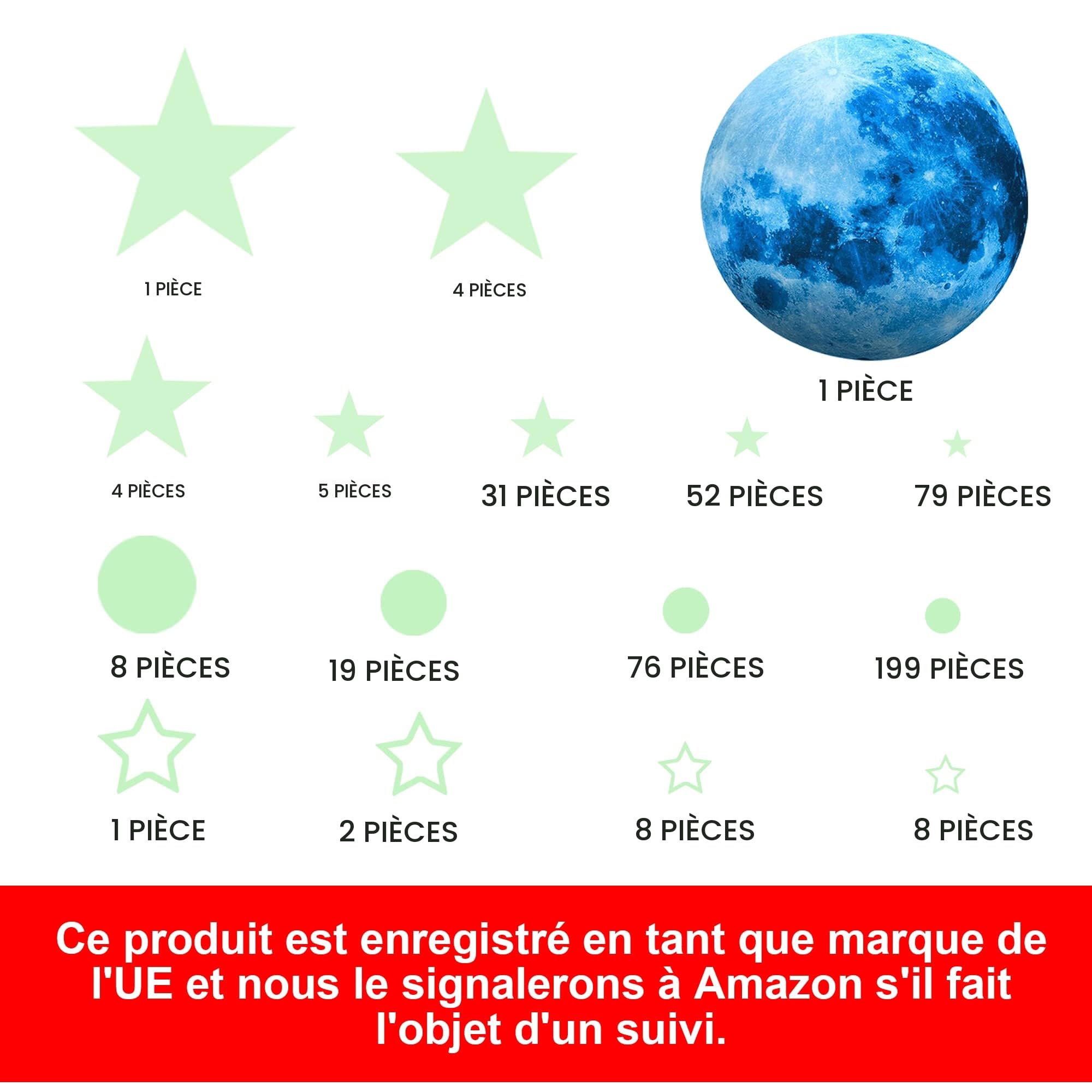 Etoiles Phosphorescentes Plafond Autocollants Muraux Fluorescents Enfants Décoration