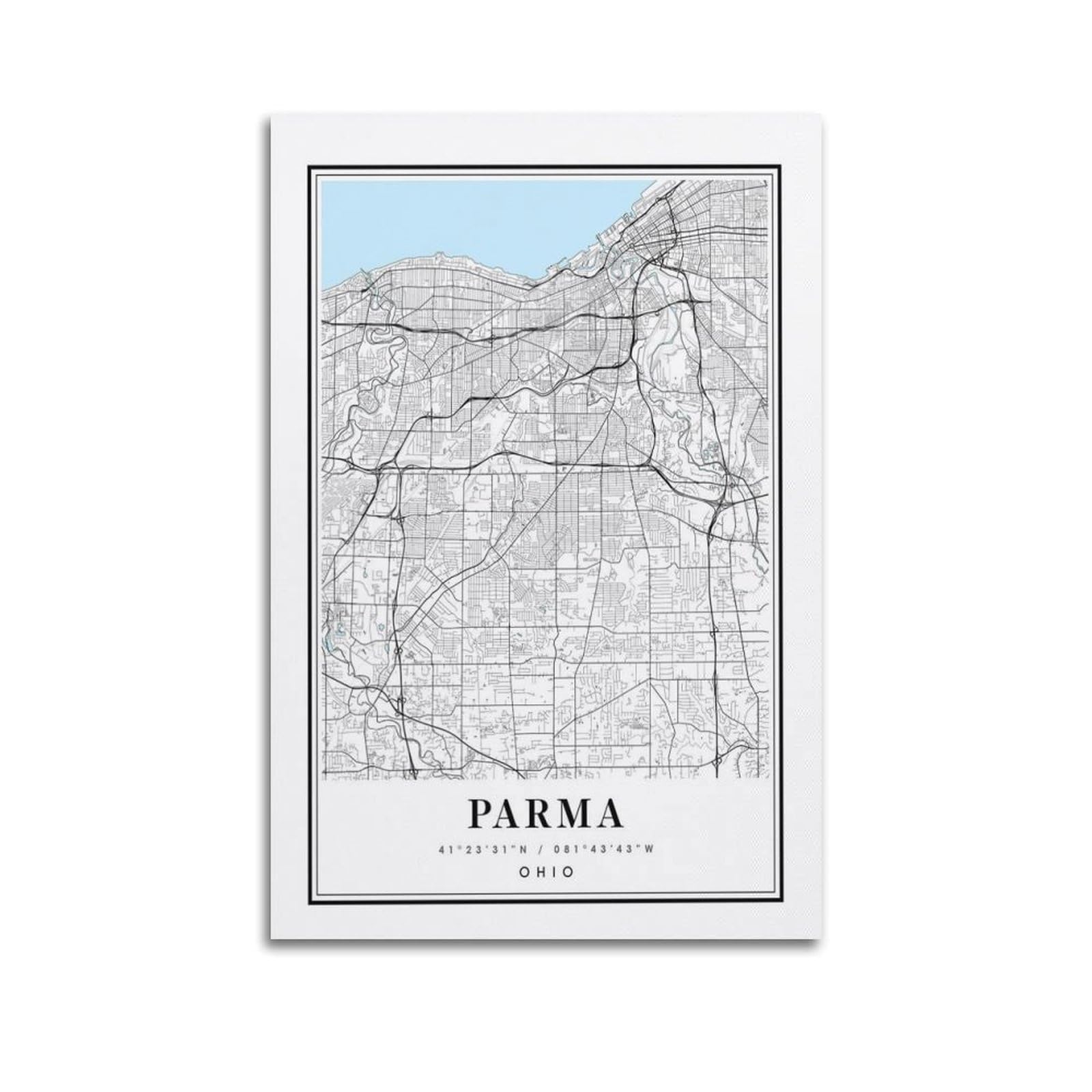 xiaoxiaoshen Parma Ohio Map Canvas Poster Wall Art Prints Room Aesthetic Murals Bedroom And Living Decorations 20x30inch(50x75cm)