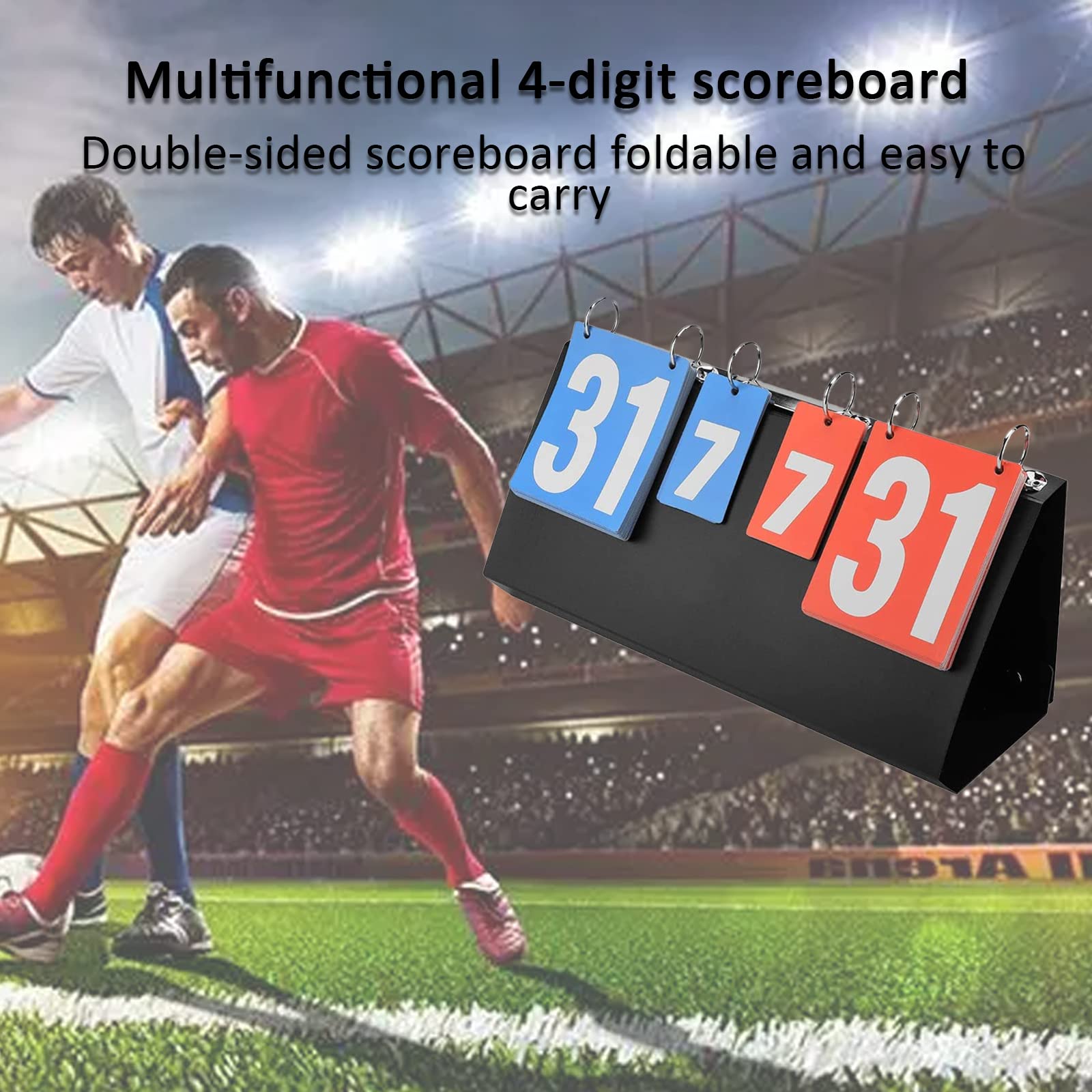 OUKENS Tabellone Segnapunti, Portatili Flip Tabellone Sportivo, Sportivo a 4 Cifre Tabellone Segnapunti per Basket, Badminton, Tennis da Tavolo, Sport Scoreboard