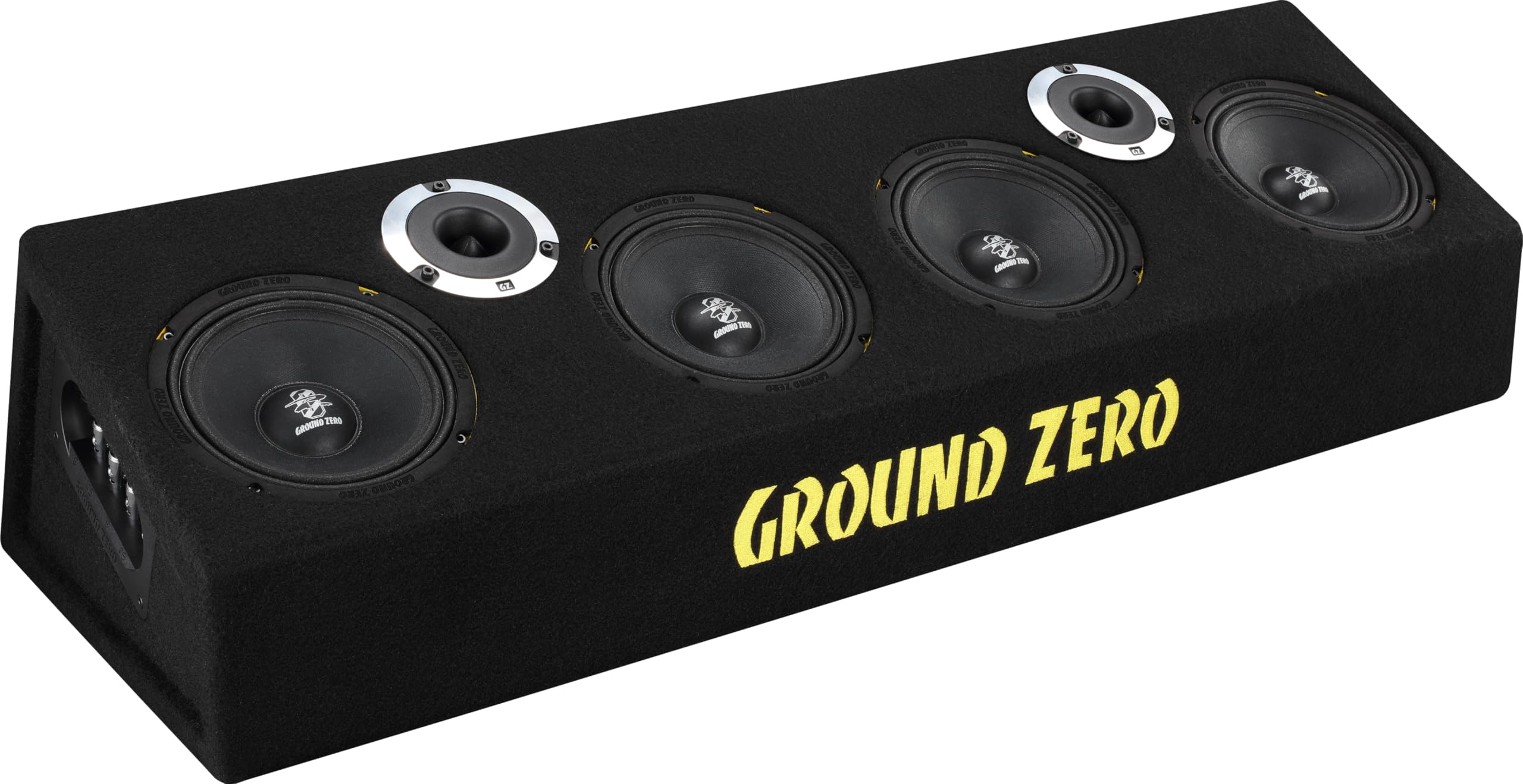 Ground Zero GZCB 16.2XSPL, SPL Lautsprecherbox – 2-Wege Fullrange, 4x165 mm, 2X Hornhochtöner, 4 Ohm, 400W RMS, 50 Hz - 25 kHz, 30x22x90 cm