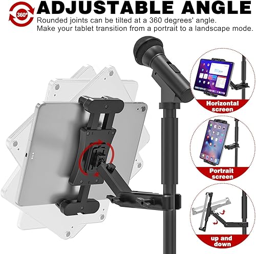 Miniatura 2 de JUBOR Soporte para tablet para soporte de micrófono, soporte para tableta, soporte para teléfono celular para soporte de música compatible con iPad,