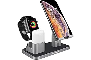 BENTOBEN 4-in-1 Space Gray Charging Stand for Apple Watch, AirPods, Cell Phone and Tablet