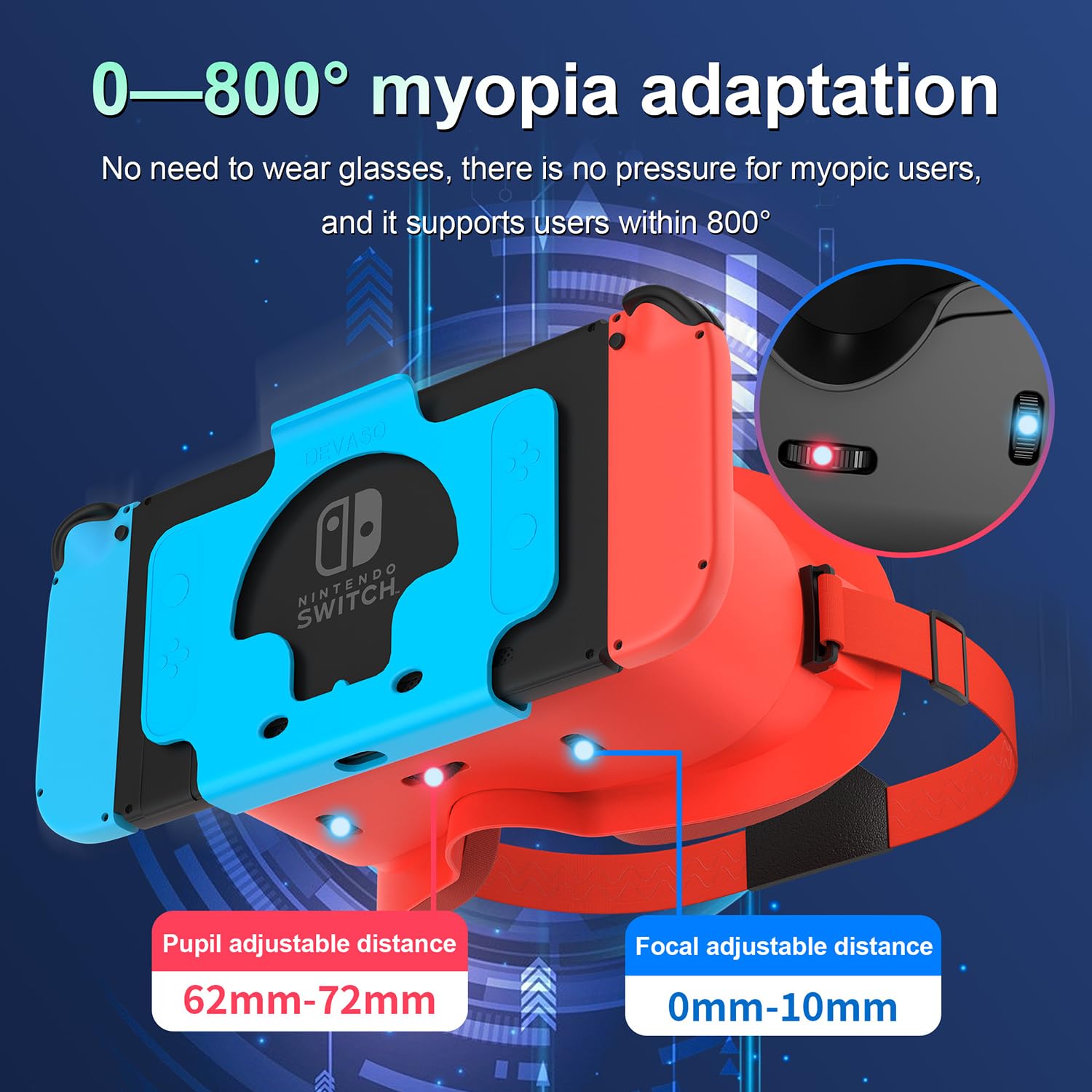 Auriculares de Realidad Virtual para Nintendo Switch OLED y Switch, Lentes HD Ajustables y Diadema, cómodas Gafas 3D para Zelda, Mario Odyssey, Smash Bros VR Gaming (Rojo)