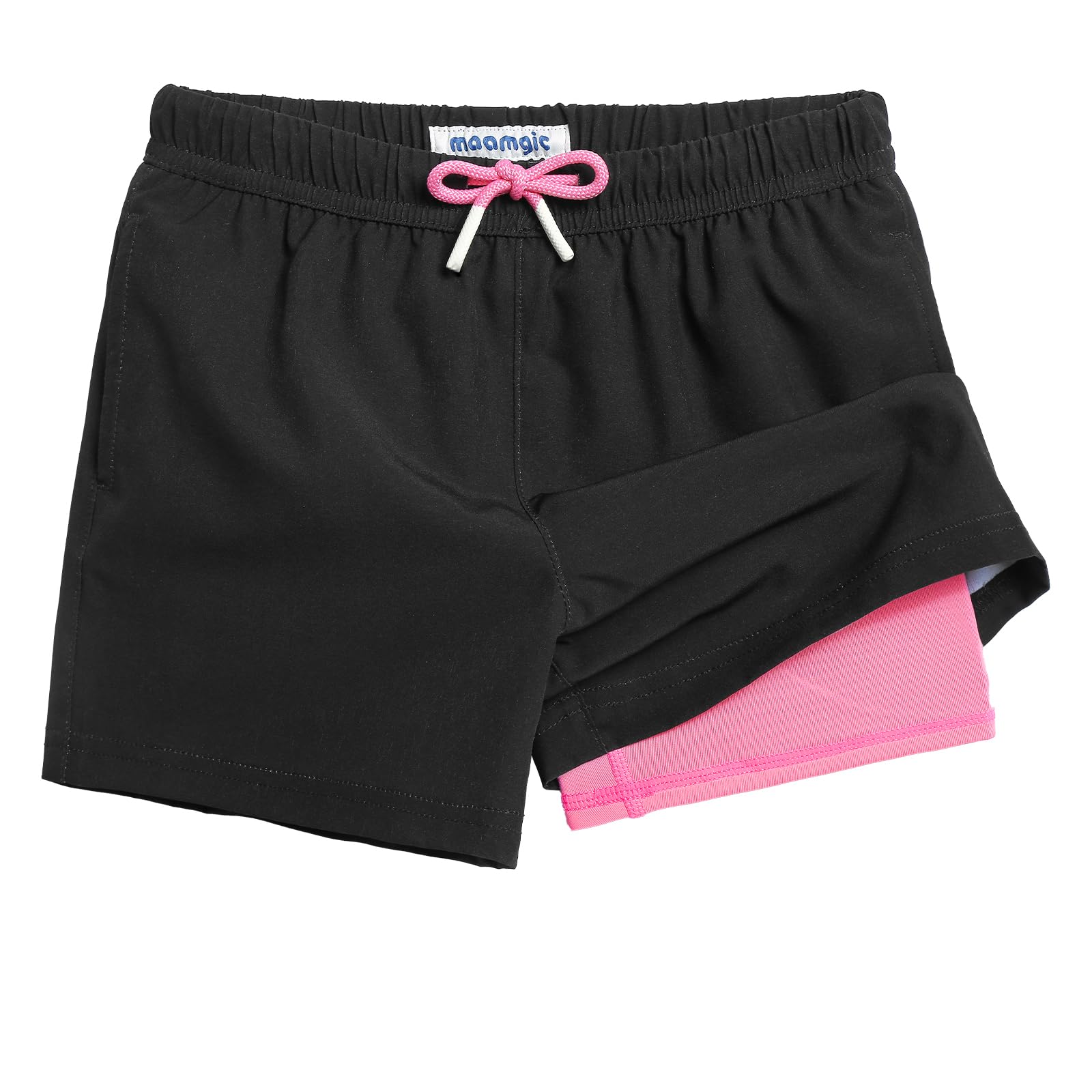 MaaMgic Badehose Jungen Badeshorts Kinder | Schnelltrocknend Schwimmhose Kurz Swim Shorts für Kleine | 2 in 1 Boardshorts mit Kompression Innenhose Taschen Verstellbare Tunnelzug MEHRWEG