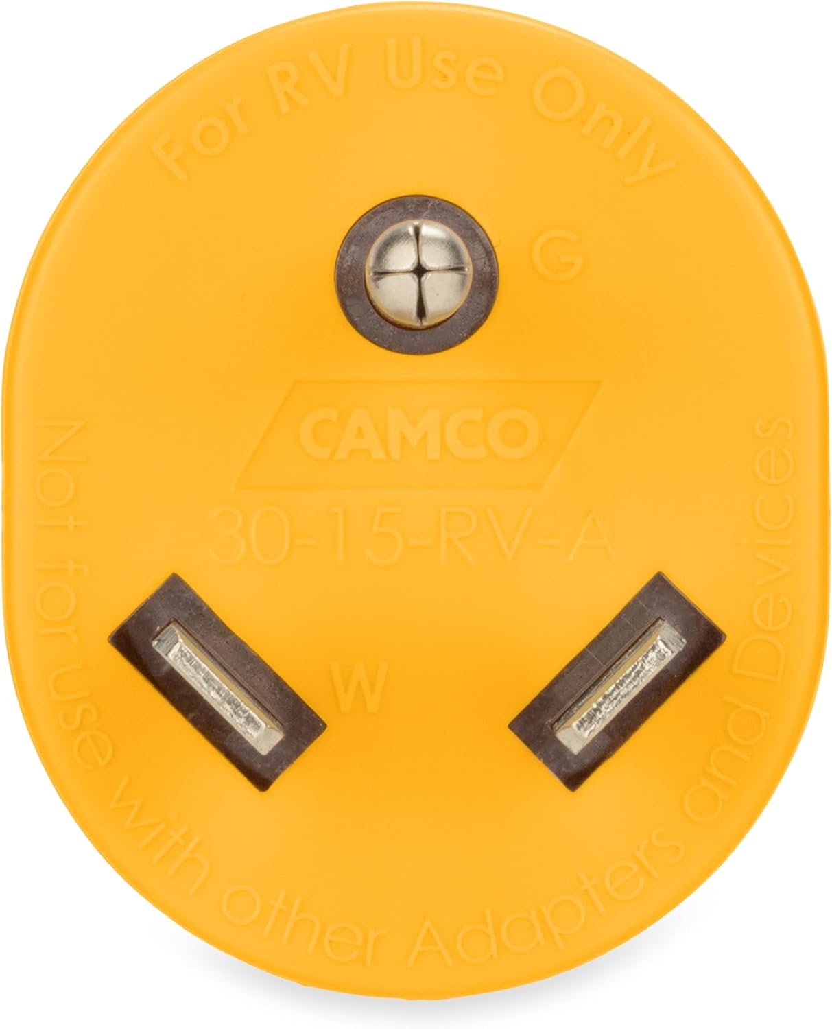Camco PowerGrip 30AM/15AF Camper & RV Electrical Adapter Features 30-amp male (NEMA TT-30P) & 15-amp female (NEMA 5-15R) Connections - Designed w/Non-Slip Grooves for Easy Removal - 125V/1875W (55233)