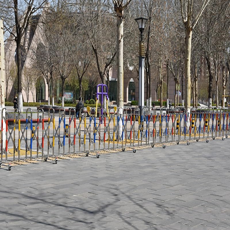 Barrière Extensible en Acier Inoxydable avec roulettes, clôture de Circulation rétractable pour marchés, écoles et Routes, argentée 1,1 x 7 m (3,6 x 23 pi) - Solution de