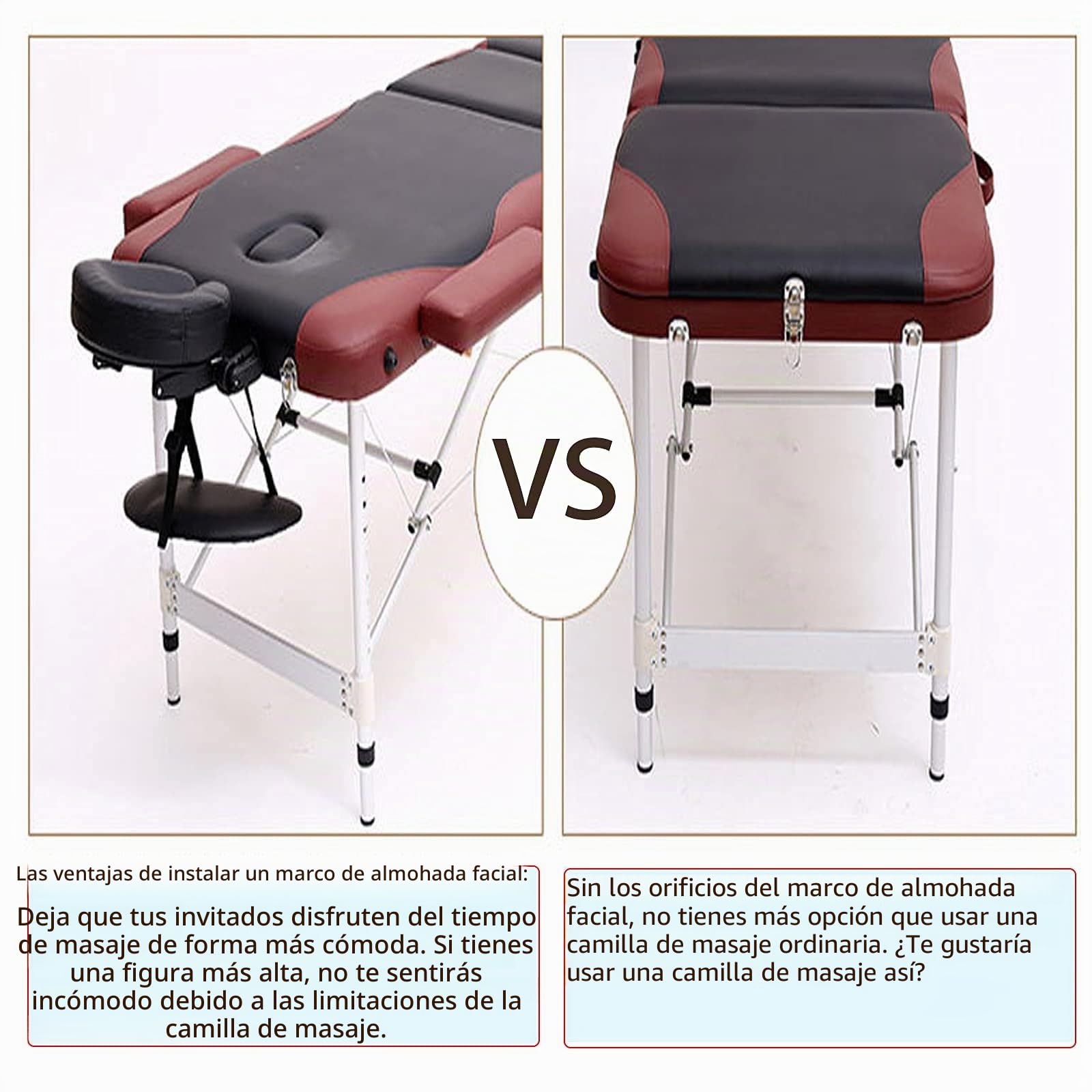 Mesa de Masaje Con Cuna para la Cara Negra - Reposacabezas Ajustable Universal Estándar para Camillas