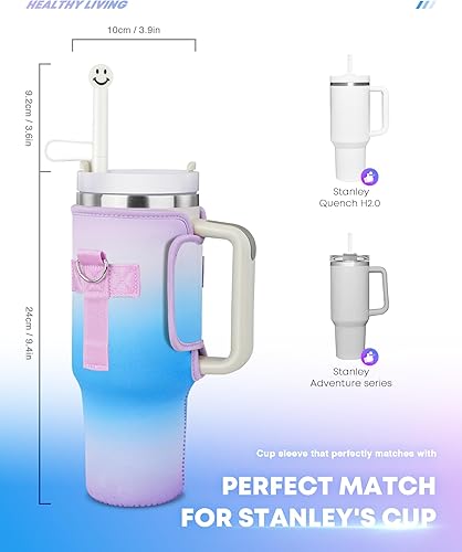Miniatura 2 de Soporte para botella de agua Stanley Cup con correa, accesorios de vaso para Stanley de 40 onzas, anti caídas y fugas, adecuado para deportes y uso