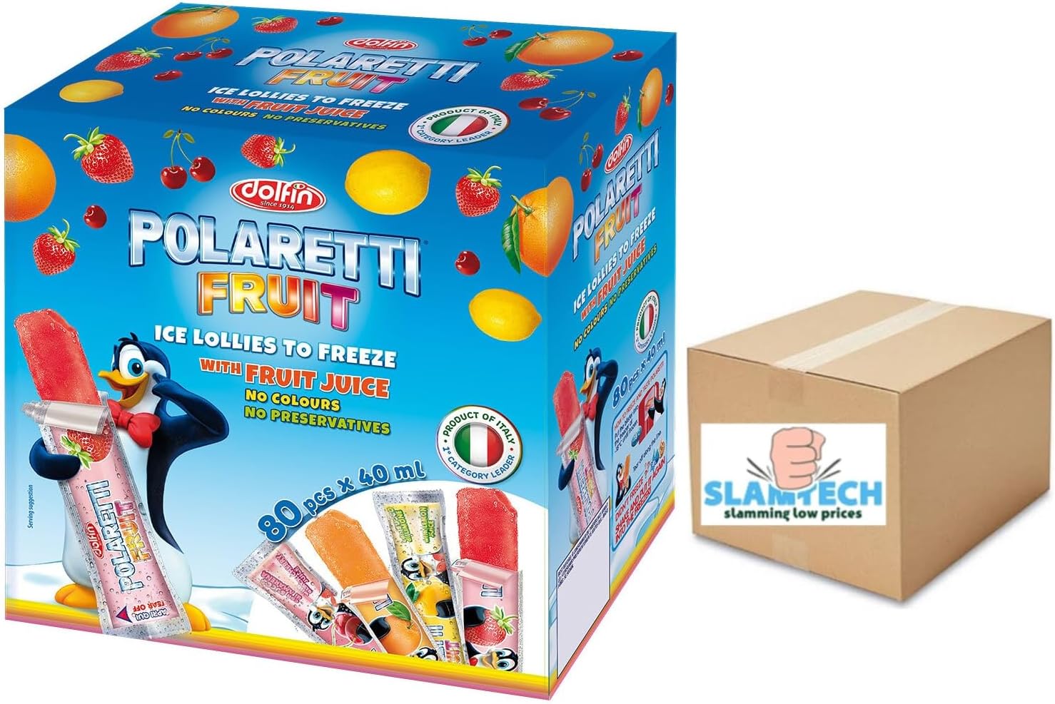Dolfin Polaretti Fruit Juice Freezer Pops Ice Lollies to Freeze Pack of