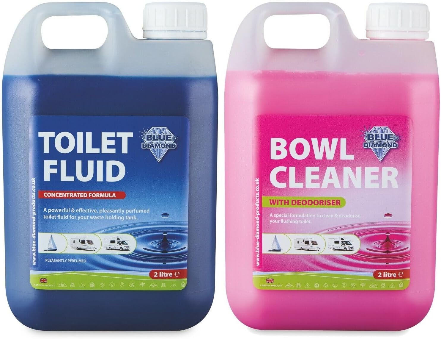 Mountain Warehouse Blue Diamond Twin Pack Toilet Fluid and Bowl Cleaner