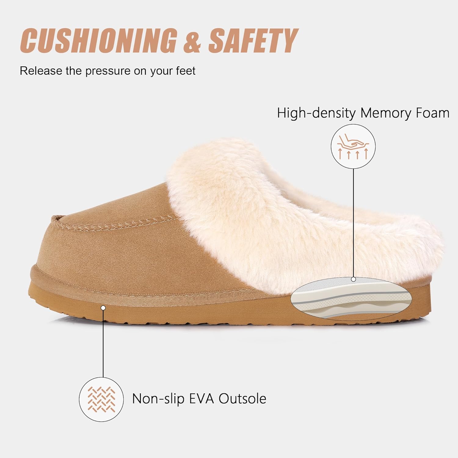 FITORY Women's Suede Slipper, Flat Slip On House Shoes with Faux Fur Lining Indoor Outdoor Short Mini Boots - Image 4