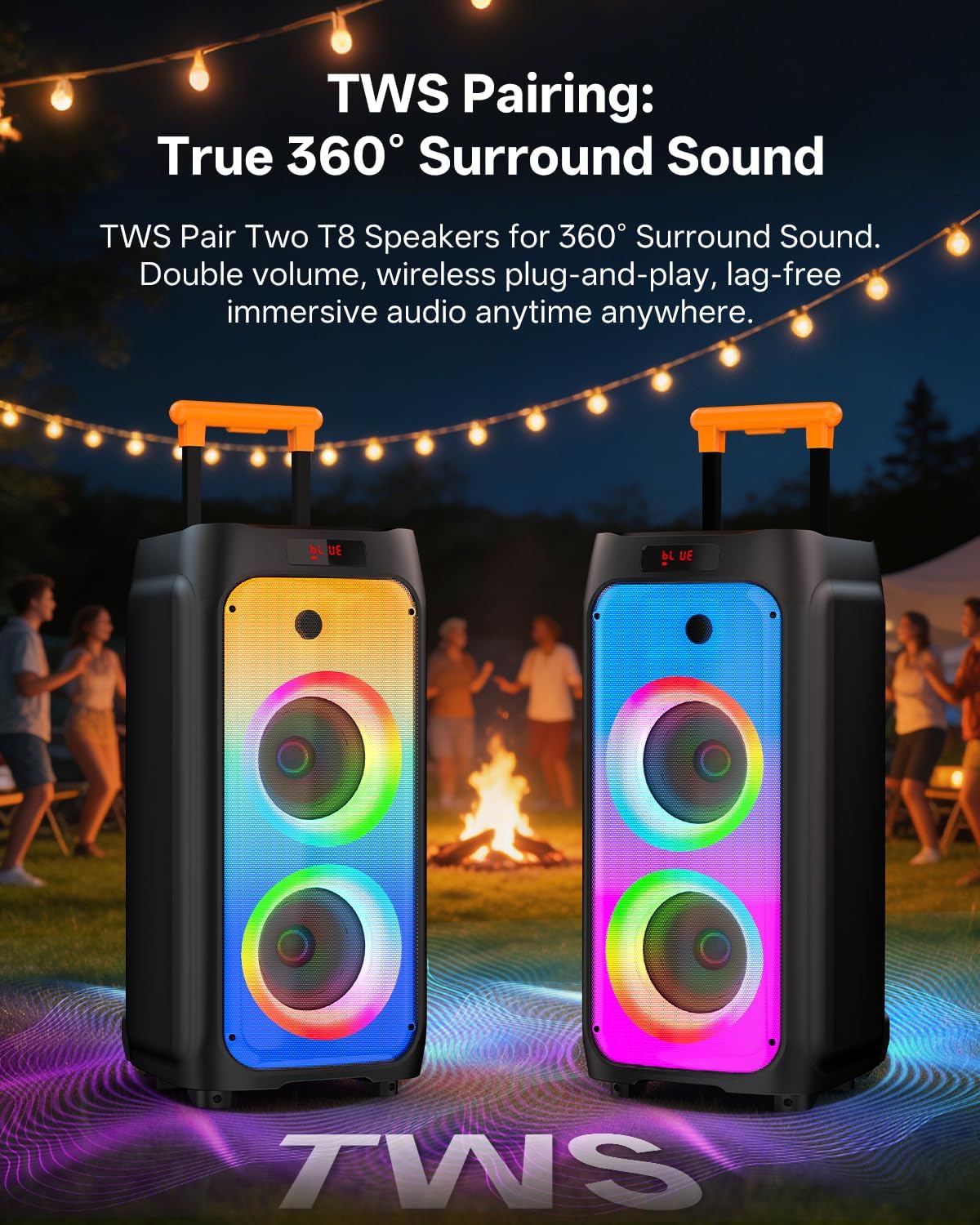 Two HWWR T8 Karaoke Machines paired together for TWS surround sound