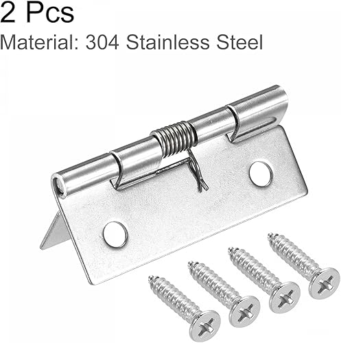 Miniatura 8 de uxcell Bisagras cargadas por resorte, 1" bisagra de cierre automático de acero inoxidable 304 para gabinete 2pcs